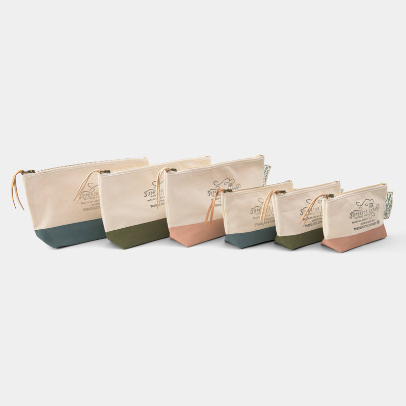 TRAVELER'S COMPANY x The Superior Labor Engineer Pouch - Medium Size Olive for Travel & Work Organization | Perfect for Tech Accessories, Stationery & EDC Essentials