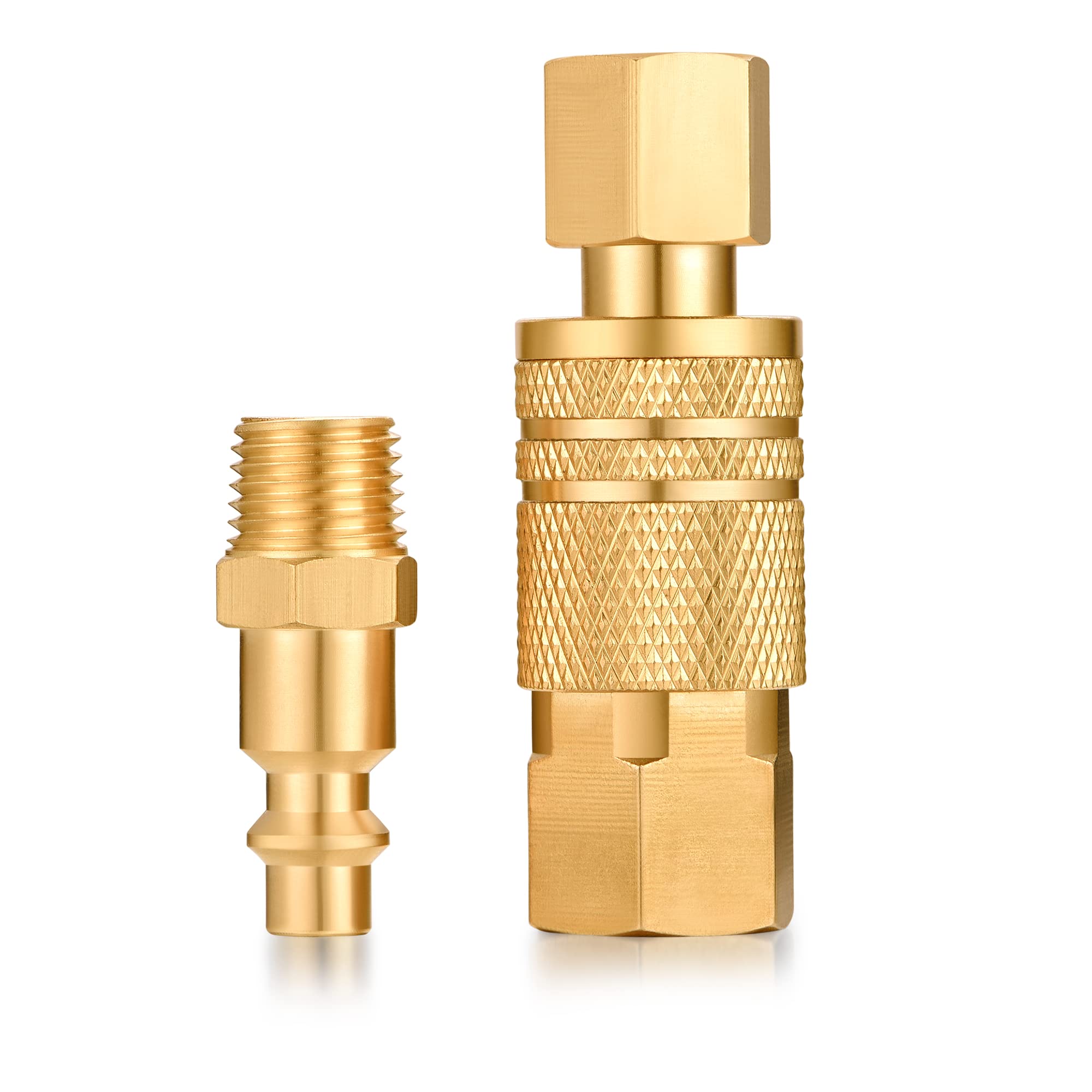 1/4 Inch NPT Industrial Brass Air Coupler and Plug Kit - 4-Piece Quick Connect Air Hose Fittings for Pneumatic Tools, Compressors & Air Systems | Perfect for Workshops, Garages & Industrial Applications