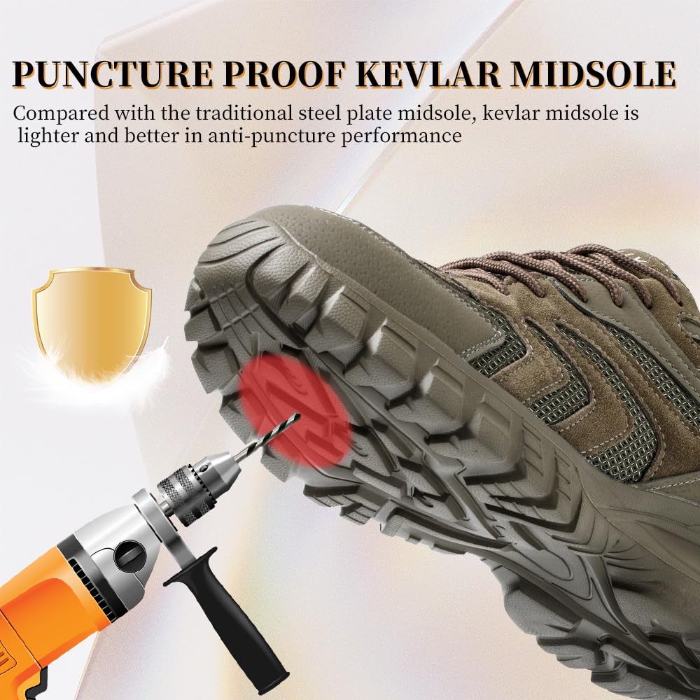 Indestructible Steel Toe Sneakers for Men & Women - Lightweight Mesh Safety Work Shoes with Puncture Proof Protection | Perfect for Construction, Warehouse & Industrial Jobs