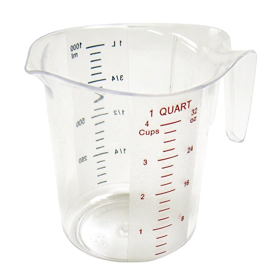 Winco 1 Quart Measuring Cup - PMCP 100 - Heavy Duty Plastic Measuring Cup for Baking, Cooking & Mixing - Perfect for Professional Kitchens & Home Use
