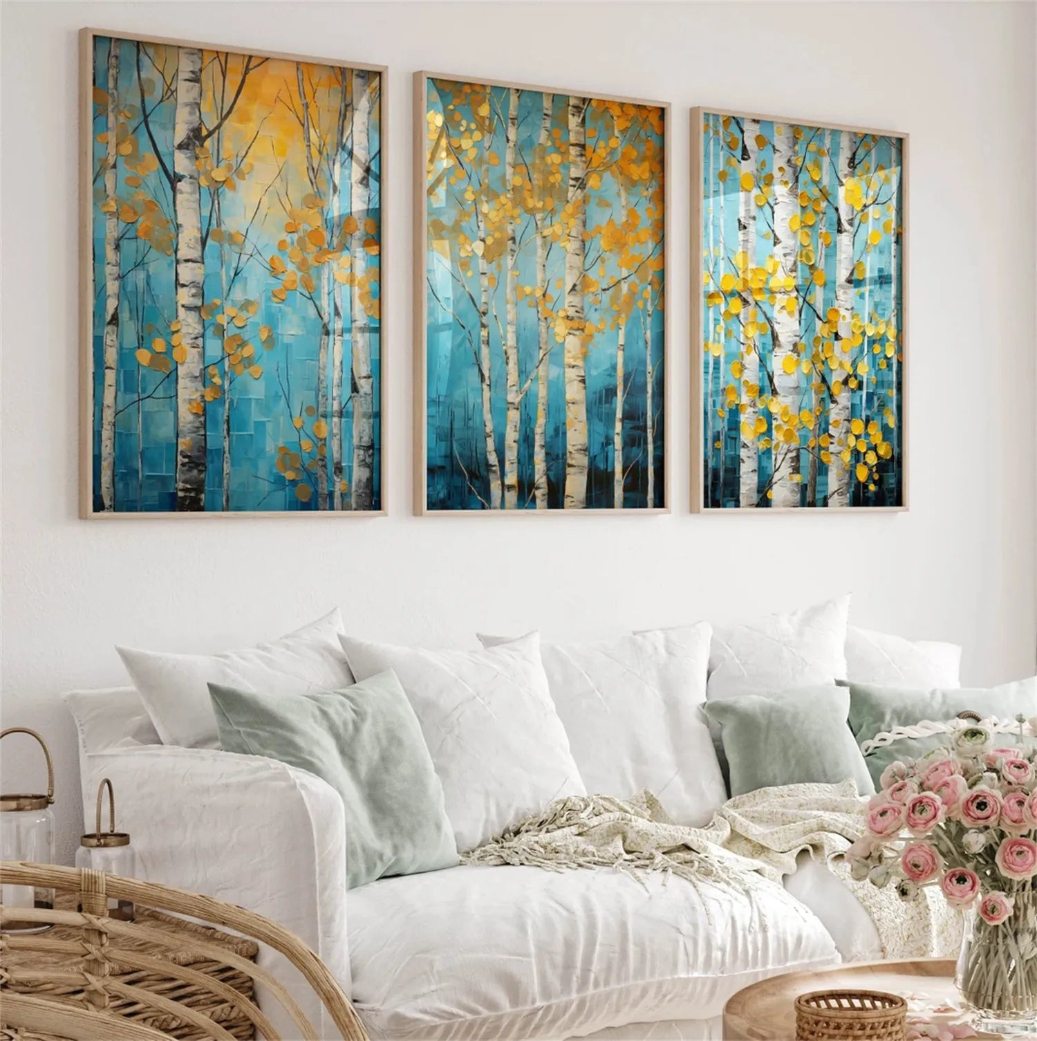 3-Piece Floral and Tree Canvas Art Set #FT094 - Perfect for Living Room, Bedroom, and Office Wall Decor