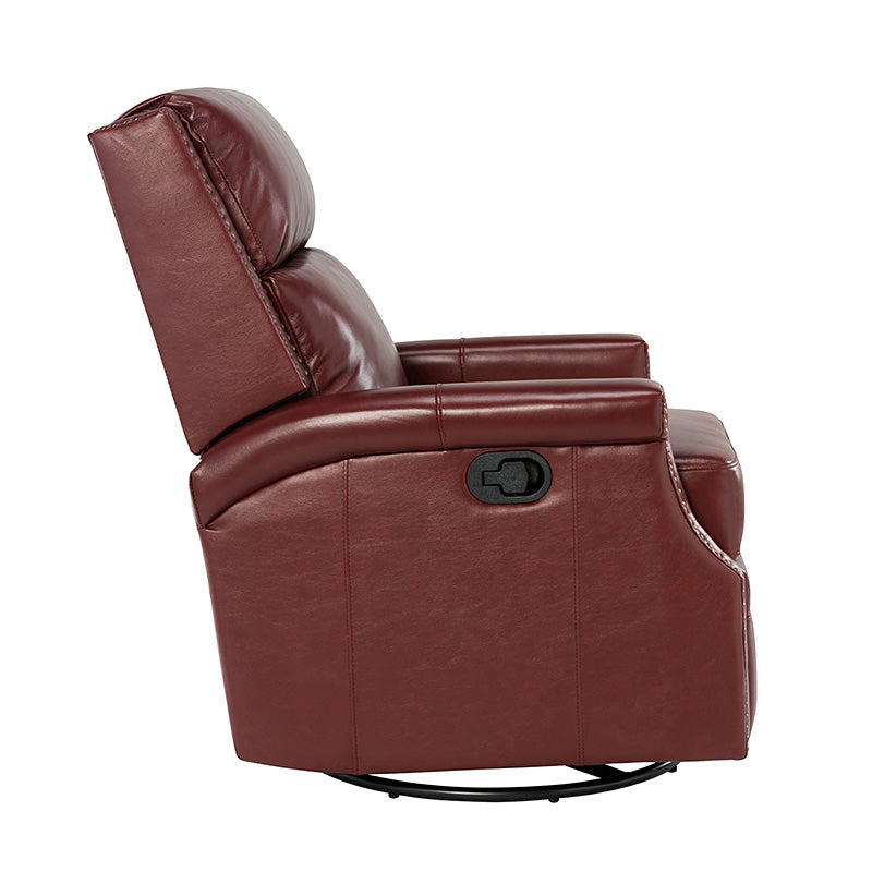 Canace Modern Genuine Leather Manual Glider Rocker Recliner Chair - Comfortable Swivel Lounge Chair for Living Room, Nursery, and Office Relaxation
