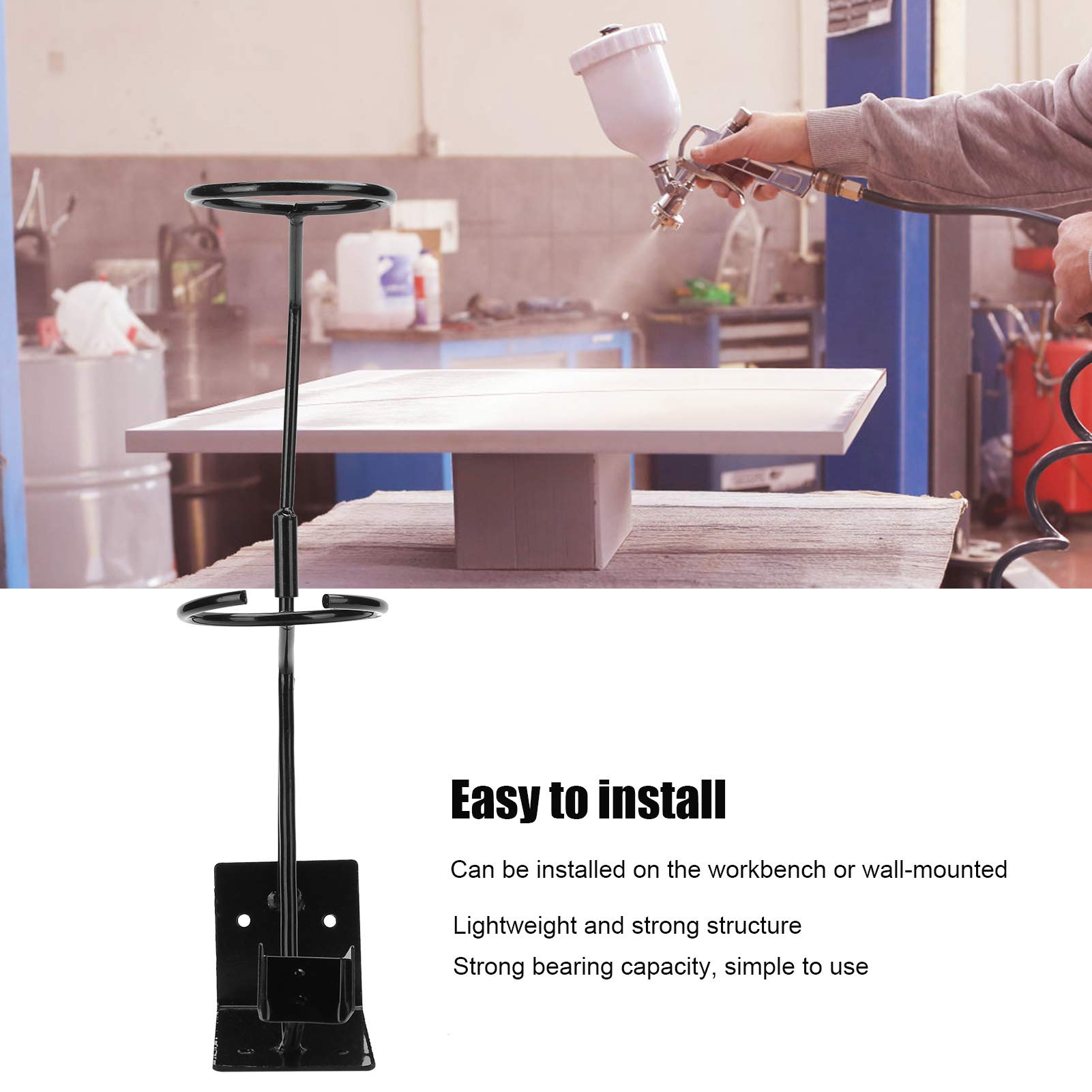 Gravity Feed Paint Spray Gun Holder Stand - Wall or Bench Mount with Strainer Holder | Portable & Durable Spray Gun Organizer for Automotive, Woodworking & DIY Painting Projects