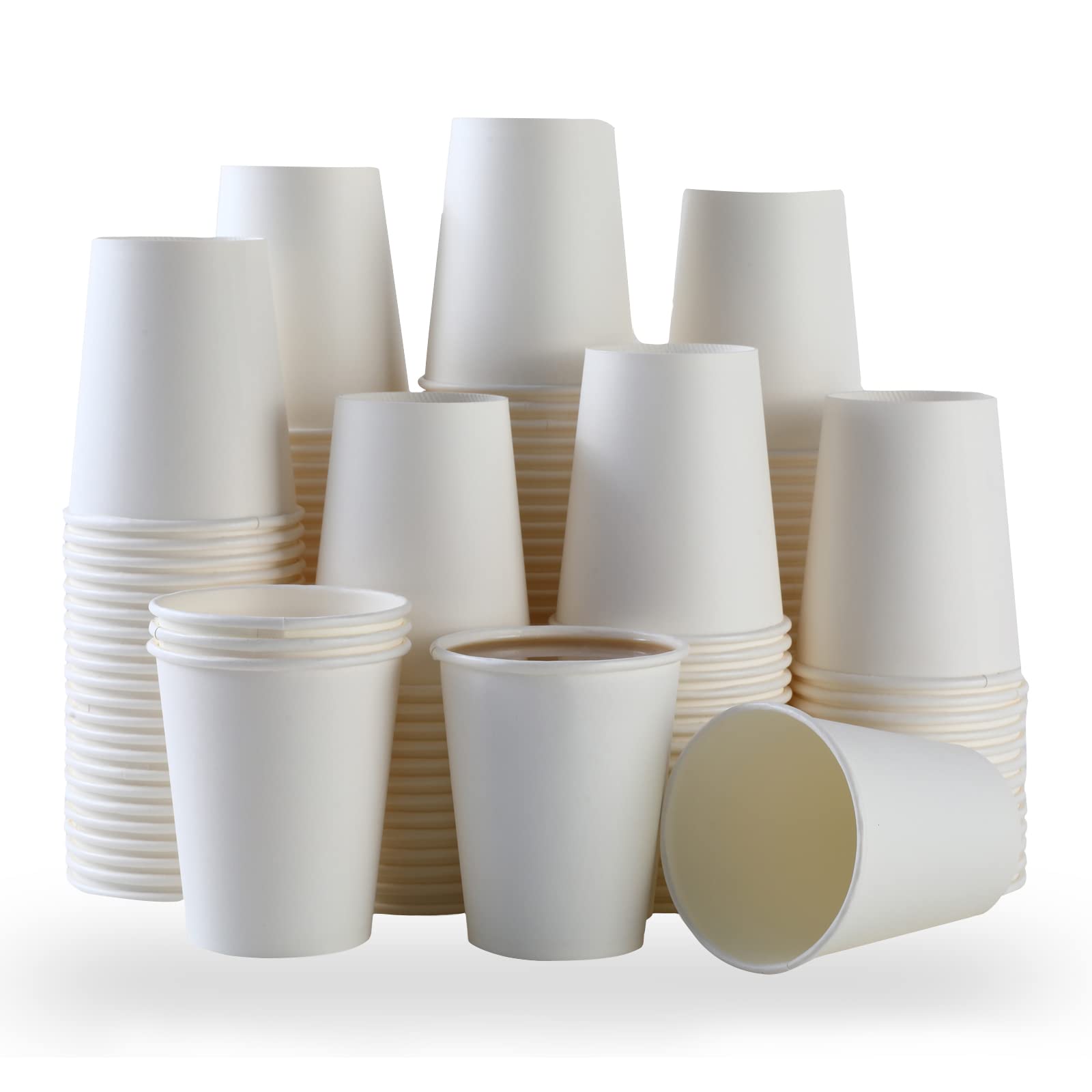 8 Oz Disposable Paper Coffee Cups (300 Pack) - Bulk Hot/Cold Drink Cups for Office, Cafes, Parties & Events - BPA Free & Eco-Friendly