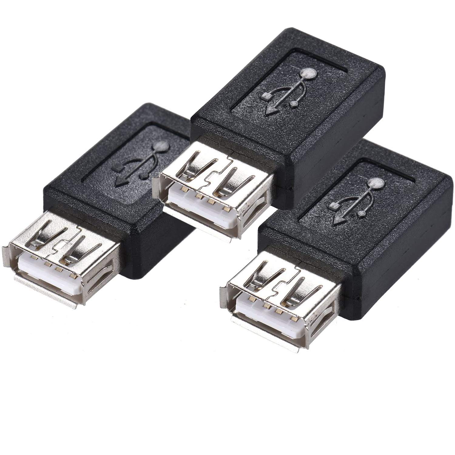 3-Pack USB 2.0 Female to Micro USB Female Adapter - High Speed Data Sync & Charging Converter for Smartphones, Tablets & Electronics - Perfect for Home, Office & Travel Use