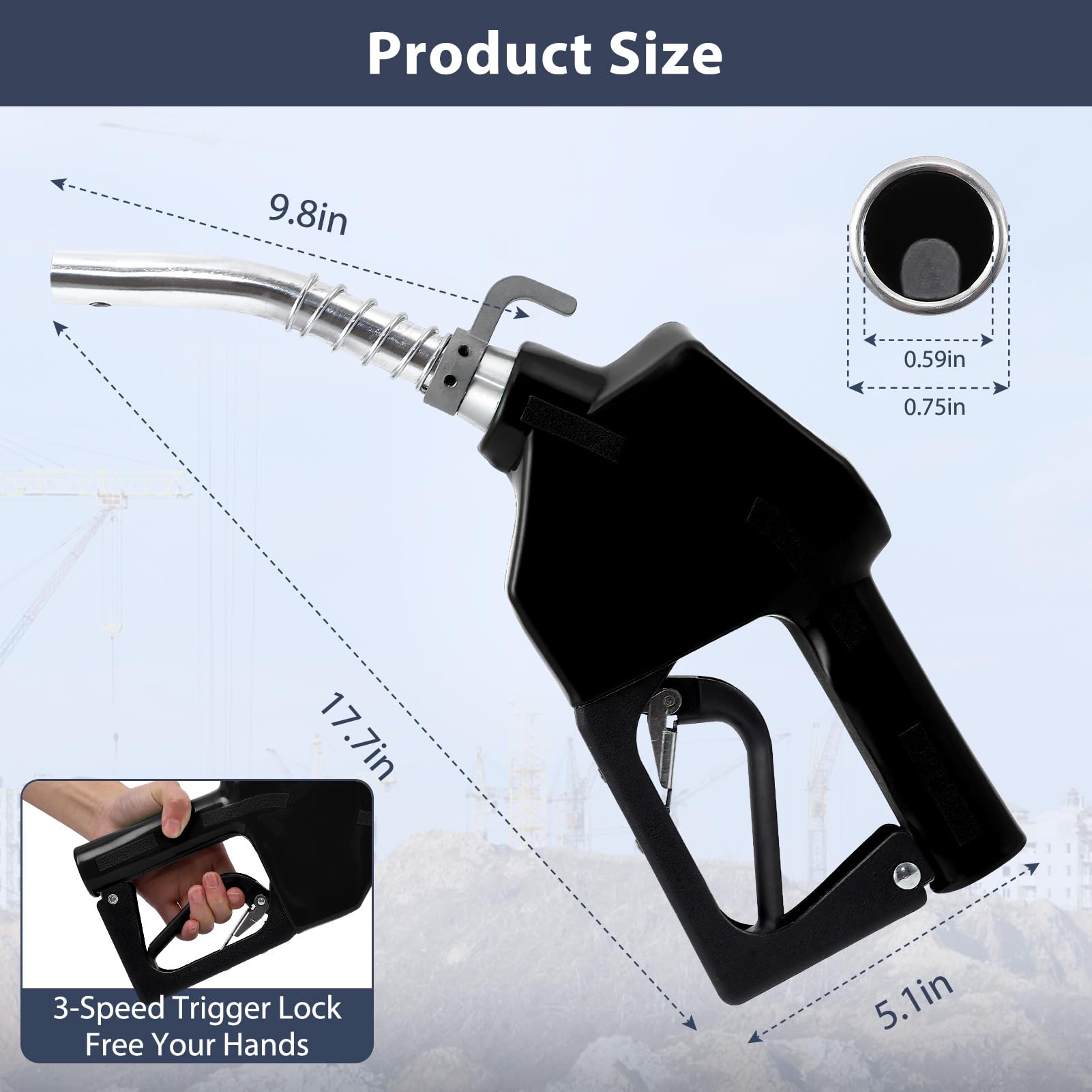 GARVEE 3/4 Inch NPT Auto Fuel Nozzle 13/16 Inch Spout 16 GPM with Swivel - High Flow Gasoline Diesel Nozzle for Trucks, Tractors, Boats & Industrial Equipment - Perfect for Fuel Transfer, Refueling & Fleet Maintenance