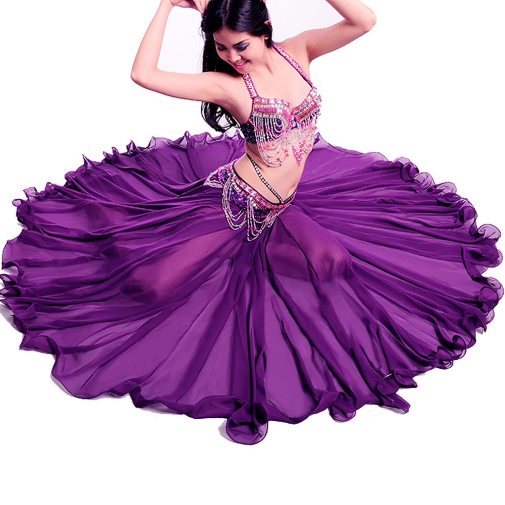 Wuchieal Women's Belly Dance Skirt - Tribal Chiffon Full Skirt for Belly Dancing, Praise Dance & Mexican Performances | Perfect for Dance Classes, Performances & Cultural Events