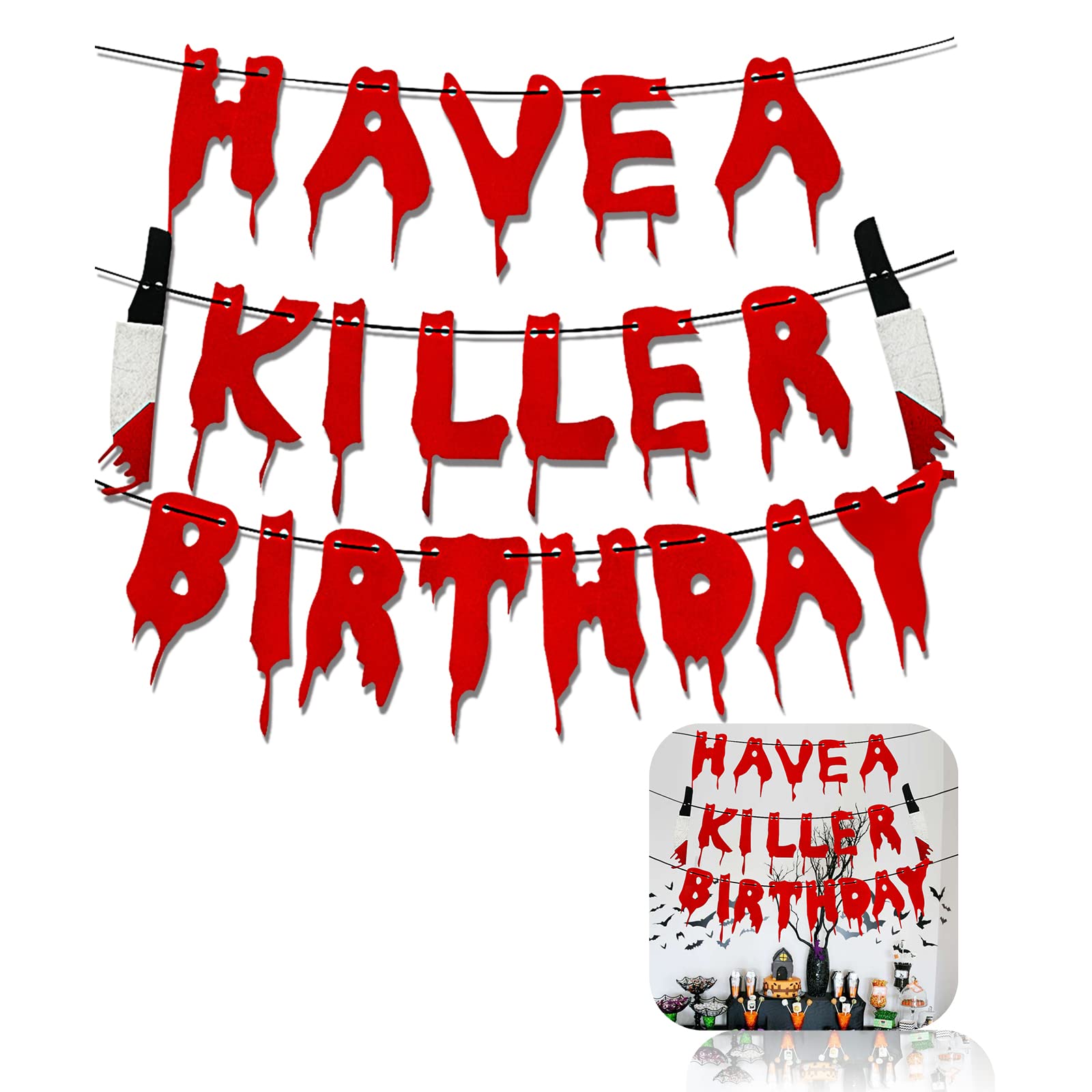 Scary Halloween Birthday Decorations - Murder Mystery Party Banner with Bloody Horror Movie Theme - Perfect for Spooky Birthday Parties & Halloween Events