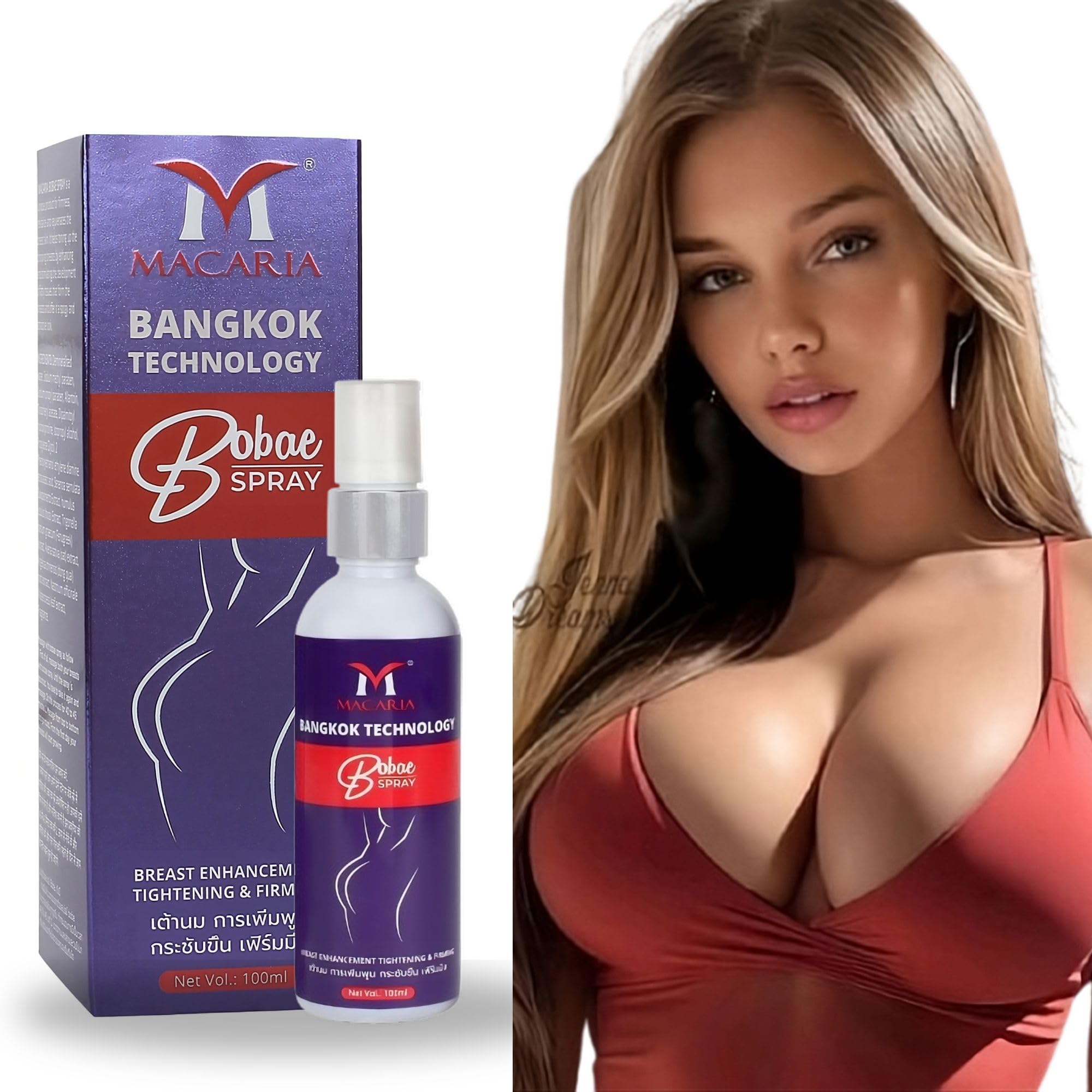 MACARIA Breast Enhancement Cream Spray - Natural Bust Firming & Lifting for Women | Fast Results | Perfect for Daily Use & Special Occasions