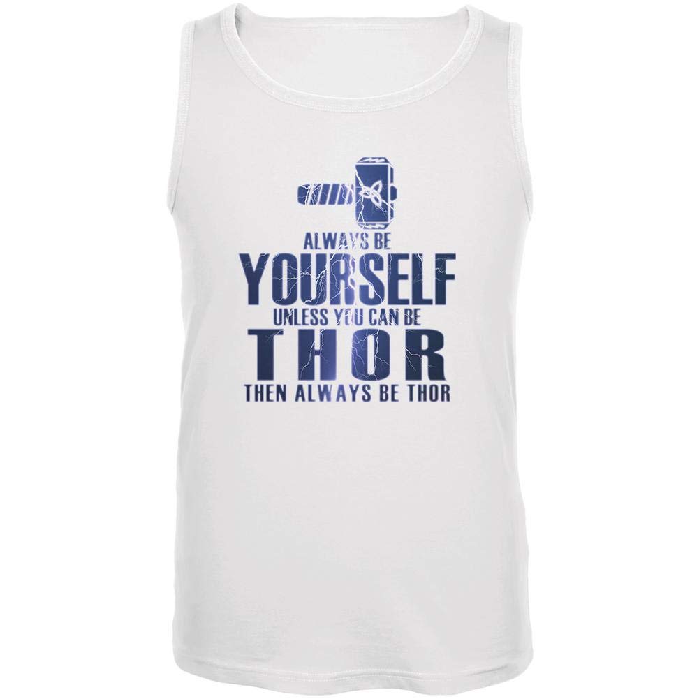Thor Men's Tank Top - White 2XL | Superhero Graphic Muscle Tee for Gym, Workout & Casual Wear | Marvel Comics Inspired Apparel