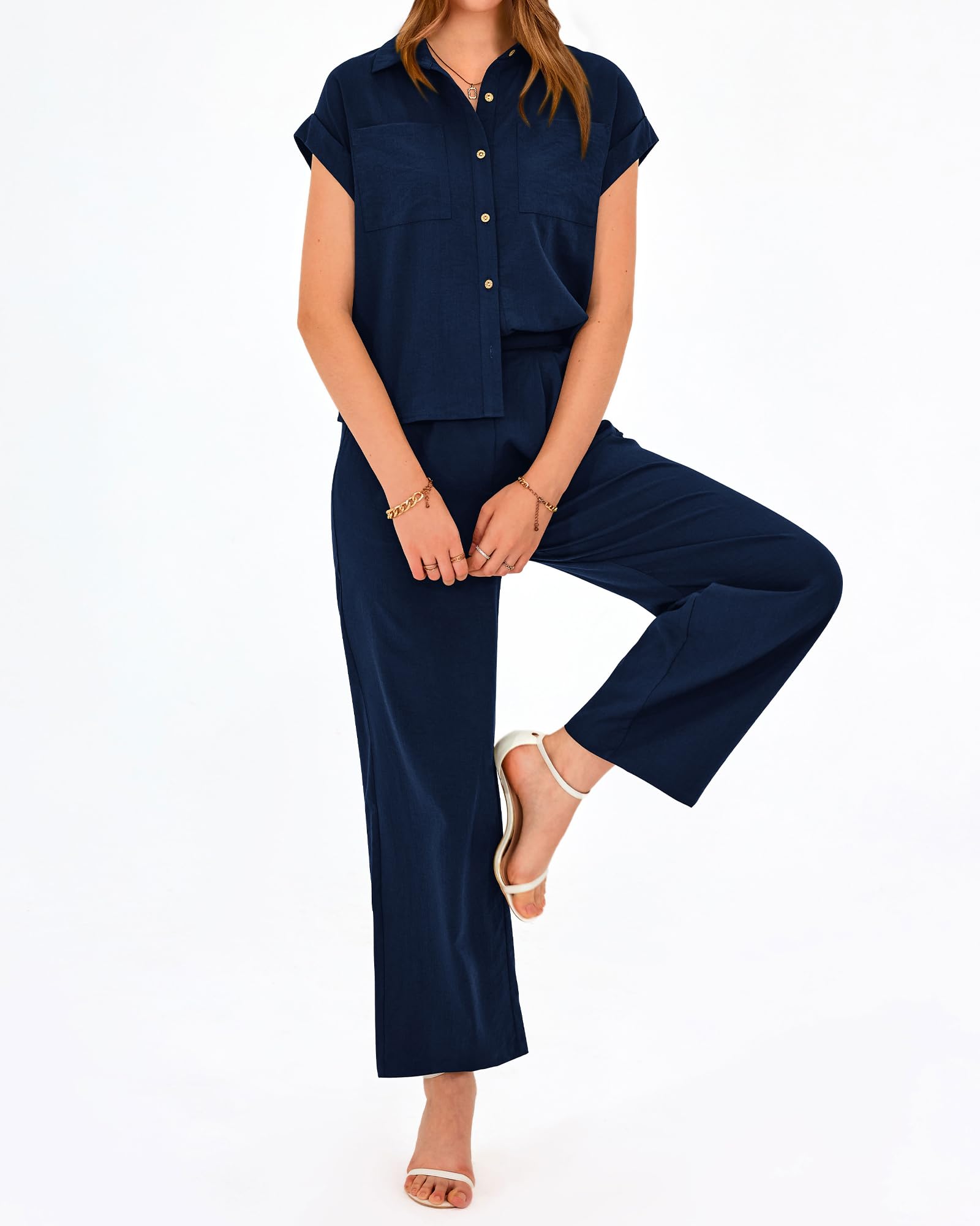 PRETTYGARDEN Women's 2-Piece Summer Outfit Set - Cap Sleeve Top & Palazzo Pants for Casual, Vacation & Travel | Dressy Lounge Wear for Beach, Brunch & Date Nights