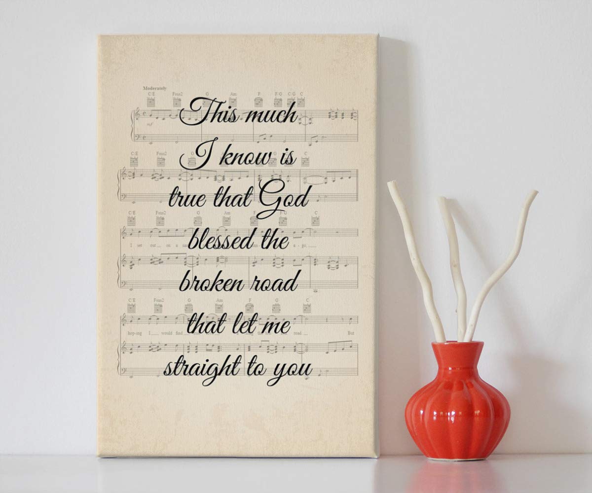 Bless The Broken Road Lyrics Framed Canvas Print - 16x24 Wall Art for Home Decor