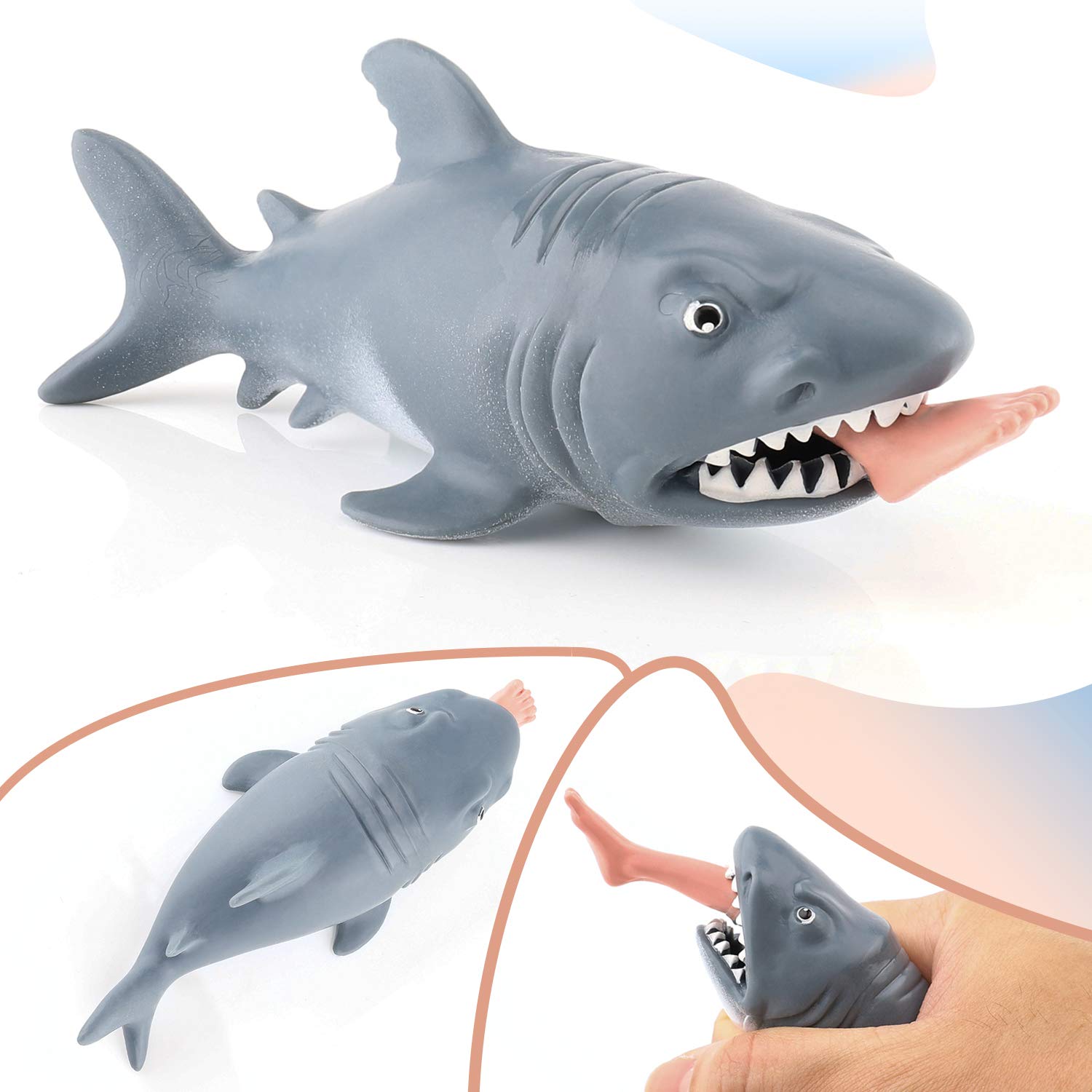Stress Relief Squeeze Toys for Kids & Adults - Funny Shark Gem Toys for Anxiety & Practical Jokes - Perfect for Office, School, and Home Relaxation