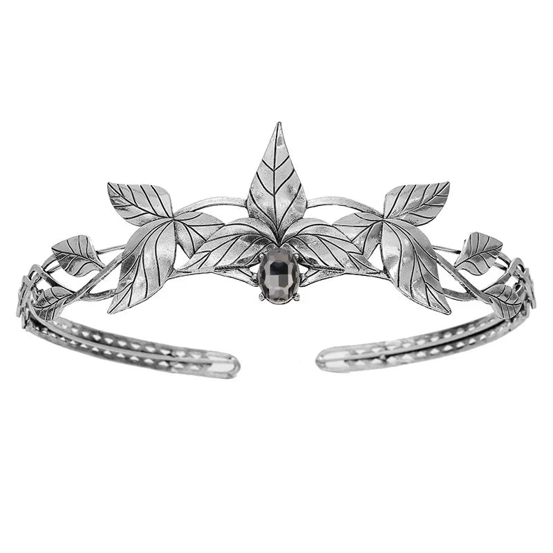 Enchanted Forest Elven Leaf Diadem Headpiece - Fantasy Cosplay Crown for Renaissance Faires, LARP & Themed Weddings