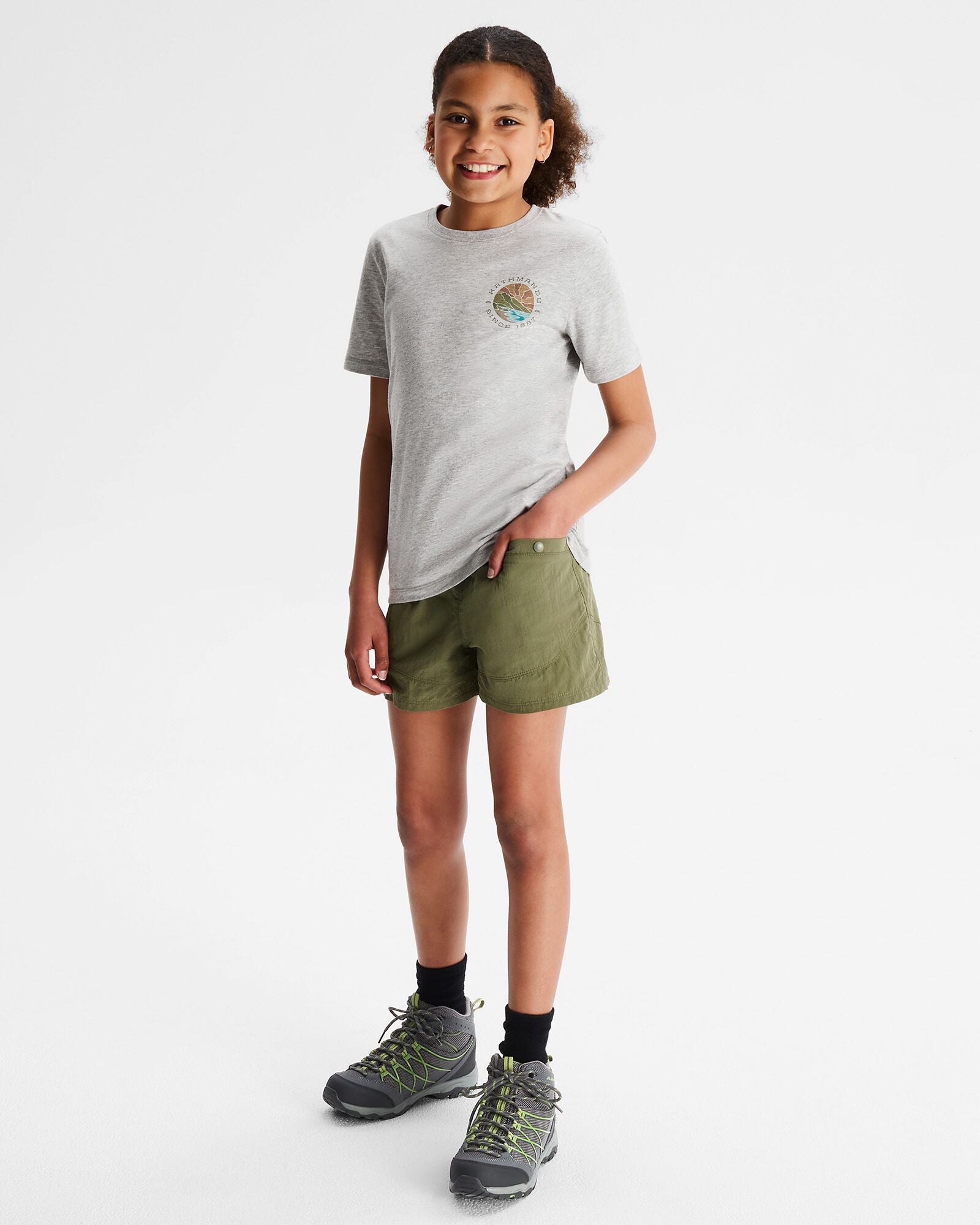 Organic Cotton Girls' Sunburst Graphic T-Shirt - Light Grey Marle | Soft & Comfortable Casual Wear for Kids, School, and Playtime