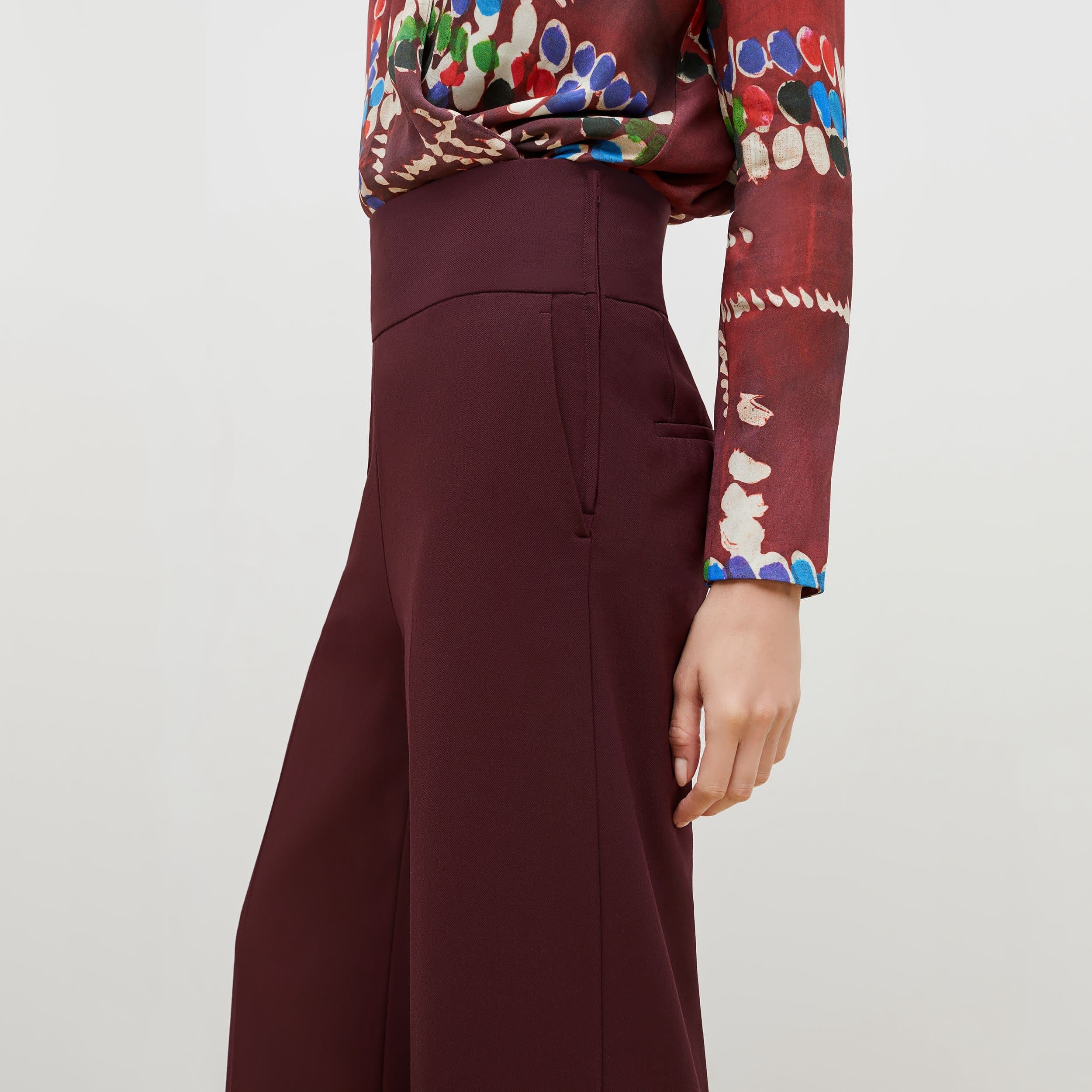 Hadley Pant - Sharkskin Garnet Color Women's Trousers for Office & Business Casual Wear
