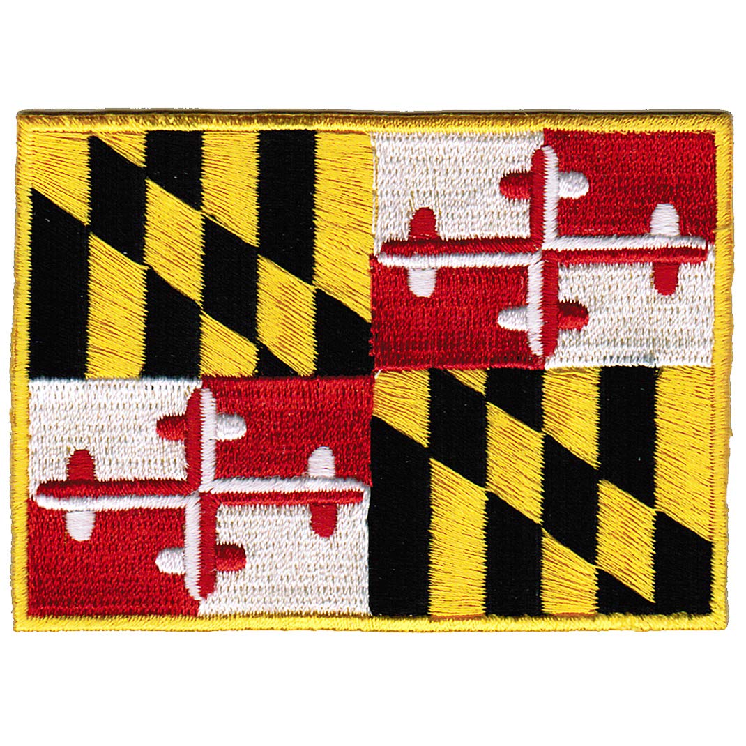 Maryland State Flag Embroidered Patch - Iron-On MD Emblem for Jackets, Hats & Bags - Official MD Pride Souvenir & Collectible