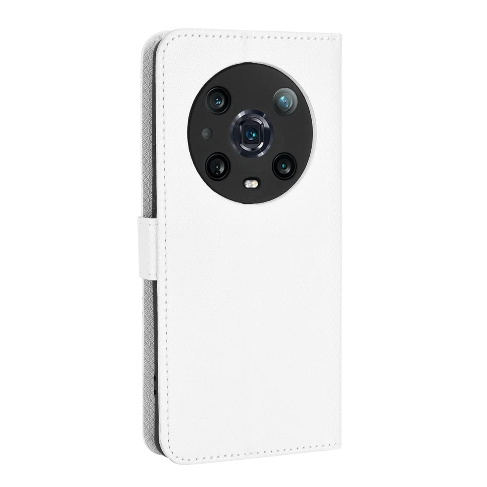 Premium PU Leather Flip Cover Case for Honor Magic 4 Pro LGE-AN10 - Slim Protective Phone Case with Card Slots (White) | Perfect for Business & Travel Use