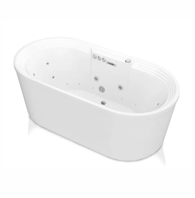 Anzzi FT AZ201 Sofi 67-Inch Freestanding Bathtub with Whirlpool & Air Jets - Center Drain Design for Luxury Spa Experience at Home