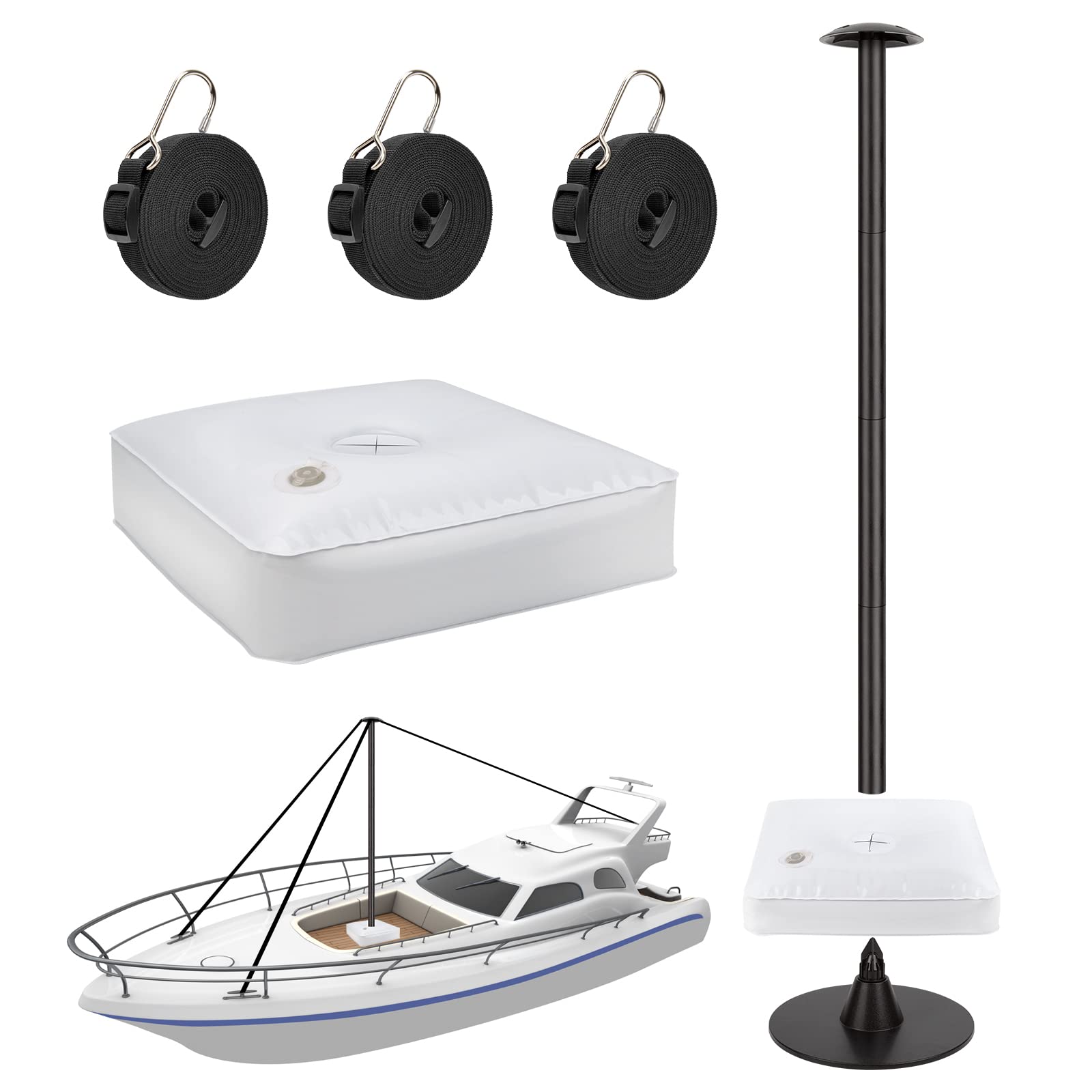 **Fuprosico Adjustable Boat Cover Support Poles - Universal Fit for Pontoon, Jon Boat & V Hull - Heavy-Duty Webbing Straps & Weight Bag Included - Perfect for Outdoor Storage & Winter Protection**