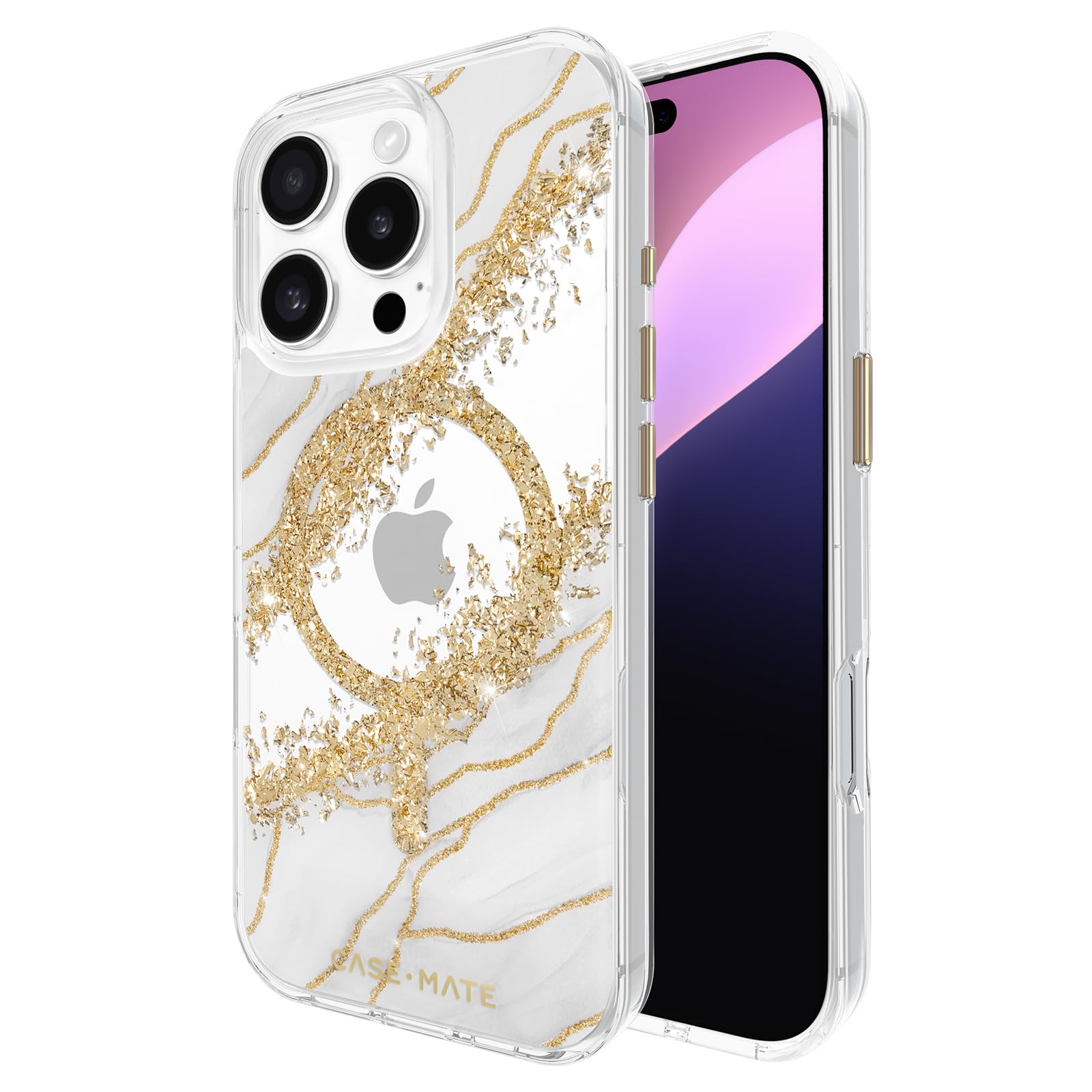 Case-Mate iPhone 16 Pro Case with MagSafe - Premium Magnetic Marble Phone Cover | 12ft Drop Protection | Karat Granite Design | Perfect for Work, Travel & Everyday Use