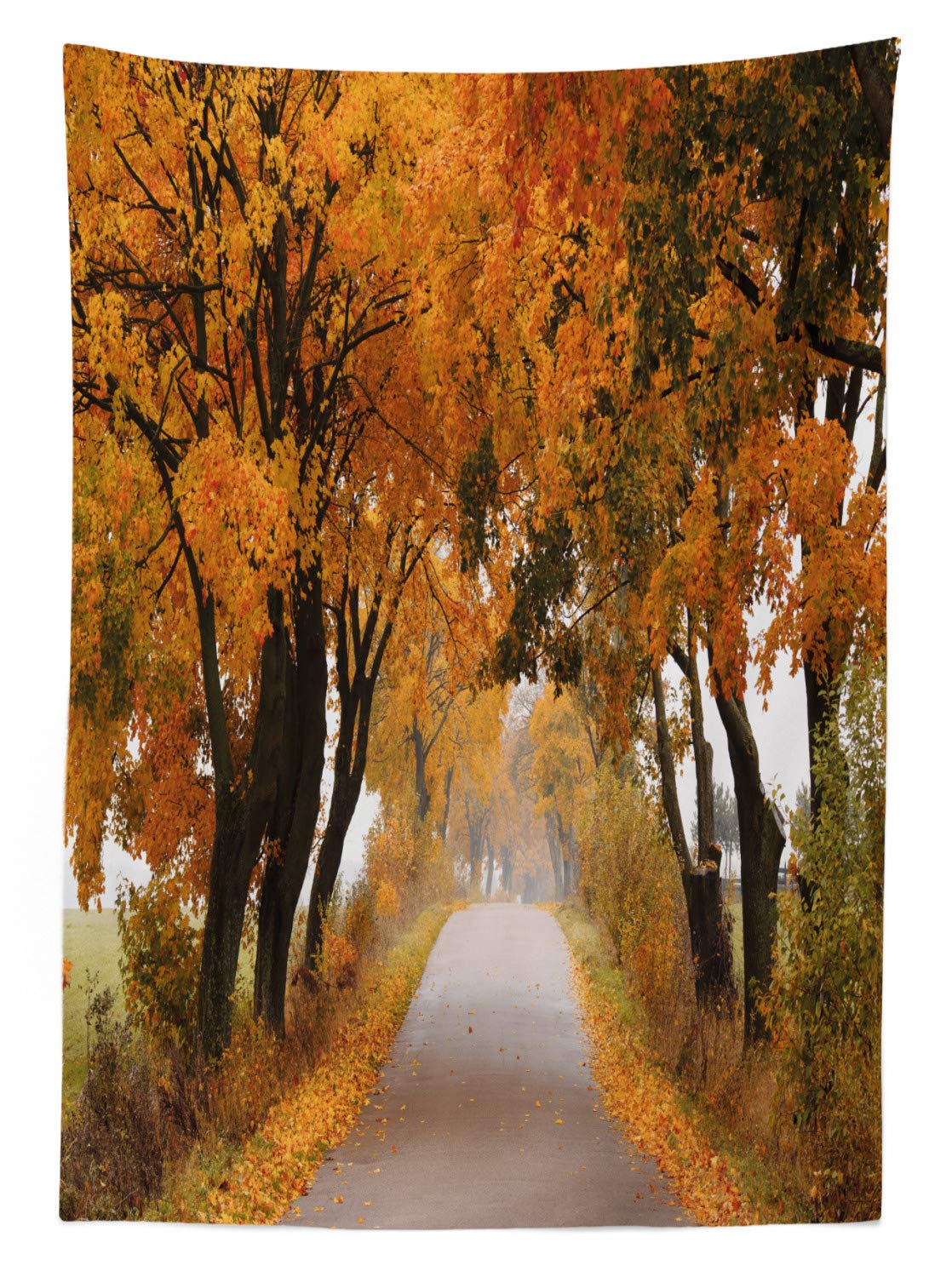 Ambesonne Autumn Tablecloth - Waterproof Washable Picnic Table Cover 58x84 Inches, Vibrant Maple Leaf Design in Orange Brown Green for Outdoor Dining, Thanksgiving Decor, Fall Parties & Seasonal Home Decor