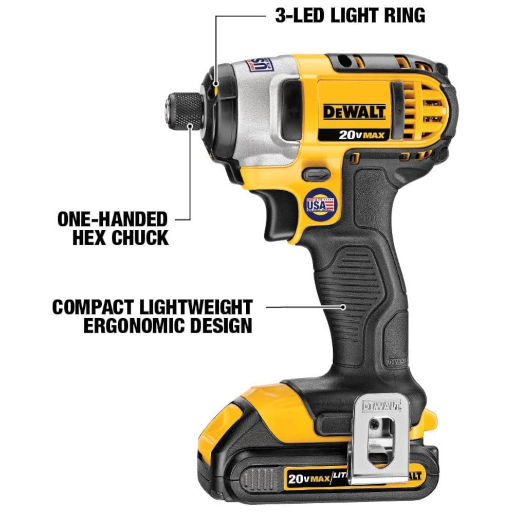 DEWALT DCK444C2 20V MAX* Cordless 4-Tool Combo Kit (Drill, Impact Driver, Reciprocating Saw, Work Light) - Certified Refurbished with DEWALT Warranty | Perfect for Construction, Woodworking & DIY Home Improvement Projects
