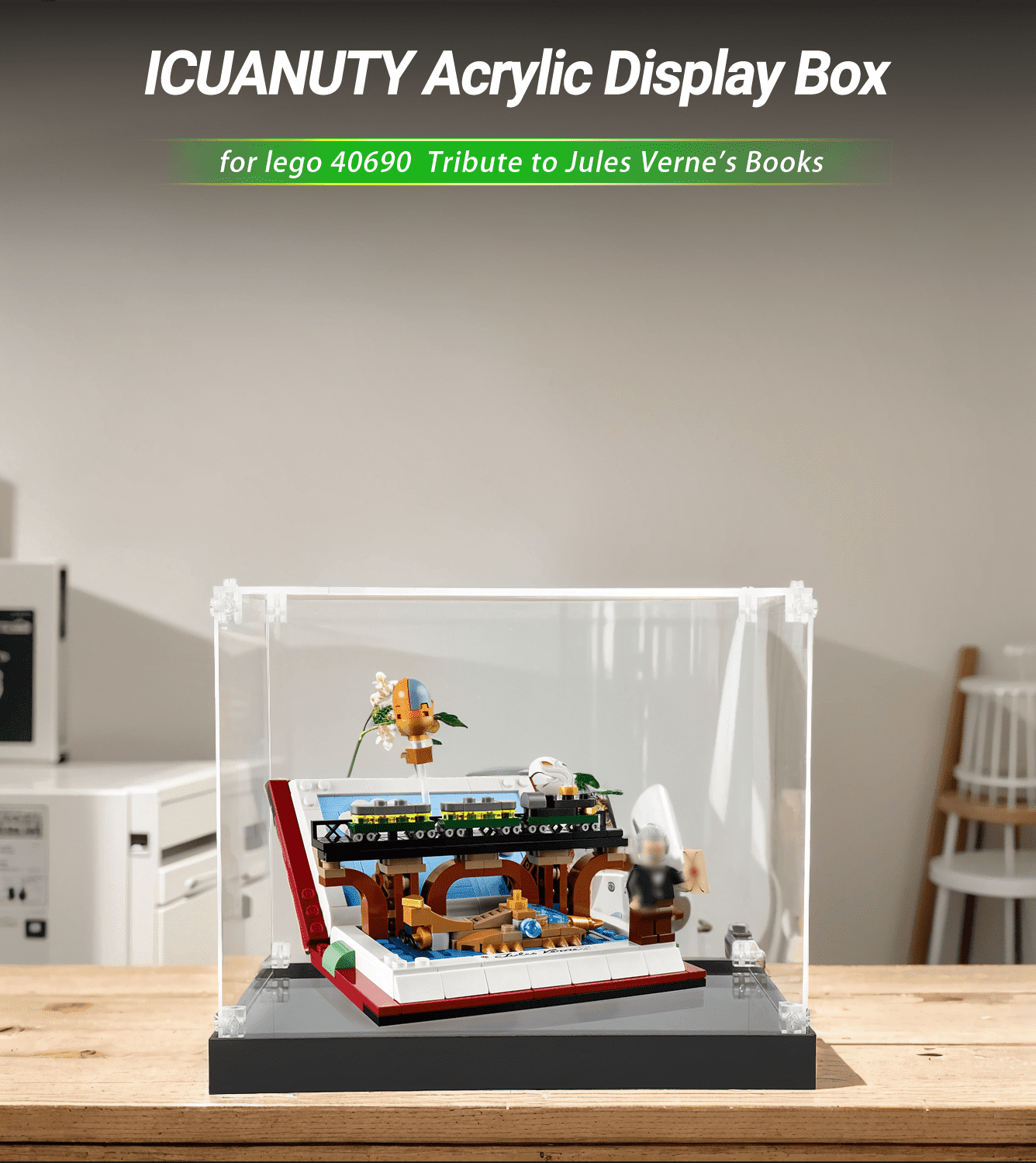LEGO Tribute to Jules Verne's Books 40690 Display Case - Protective Showcase for LEGO Collectibles | Perfect for Home Decor, Office Display & Gift Giving