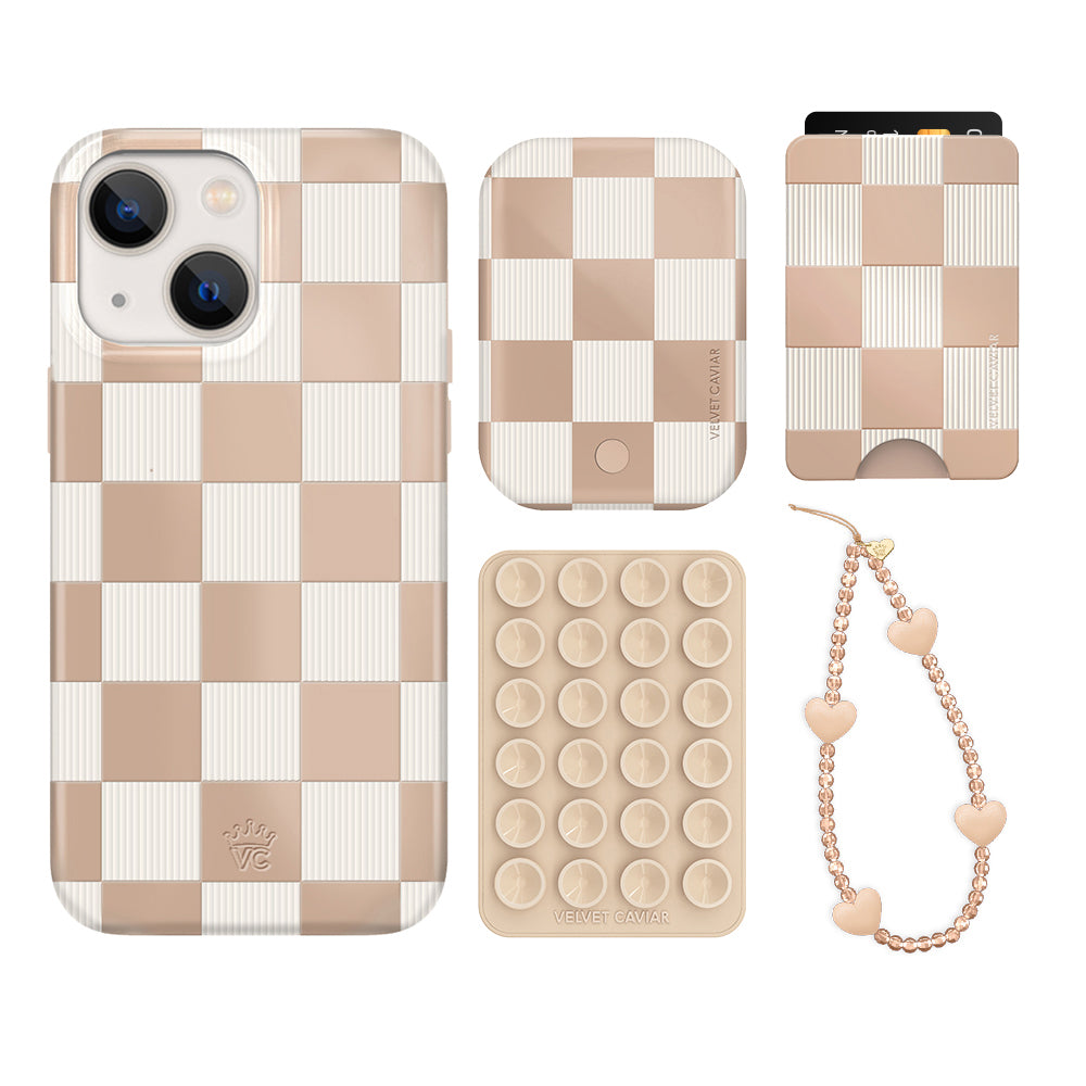 Nude Vibe Checker iPhone Case with Wallet - Slim Protective Phone Cover for iPhone 13/14/15 Pro Max - Perfect for Everyday Use, Travel & Business Meetings