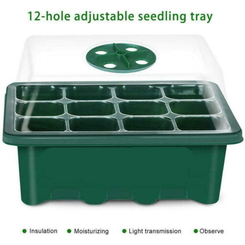 10-Pack 12-Cell Seed Starter Tray - Plant Propagation Kit for Indoor/Outdoor Gardening, Herbs, Vegetables & Flowers - Durable Nursery Grow Box for Seedlings & Plant Cloning