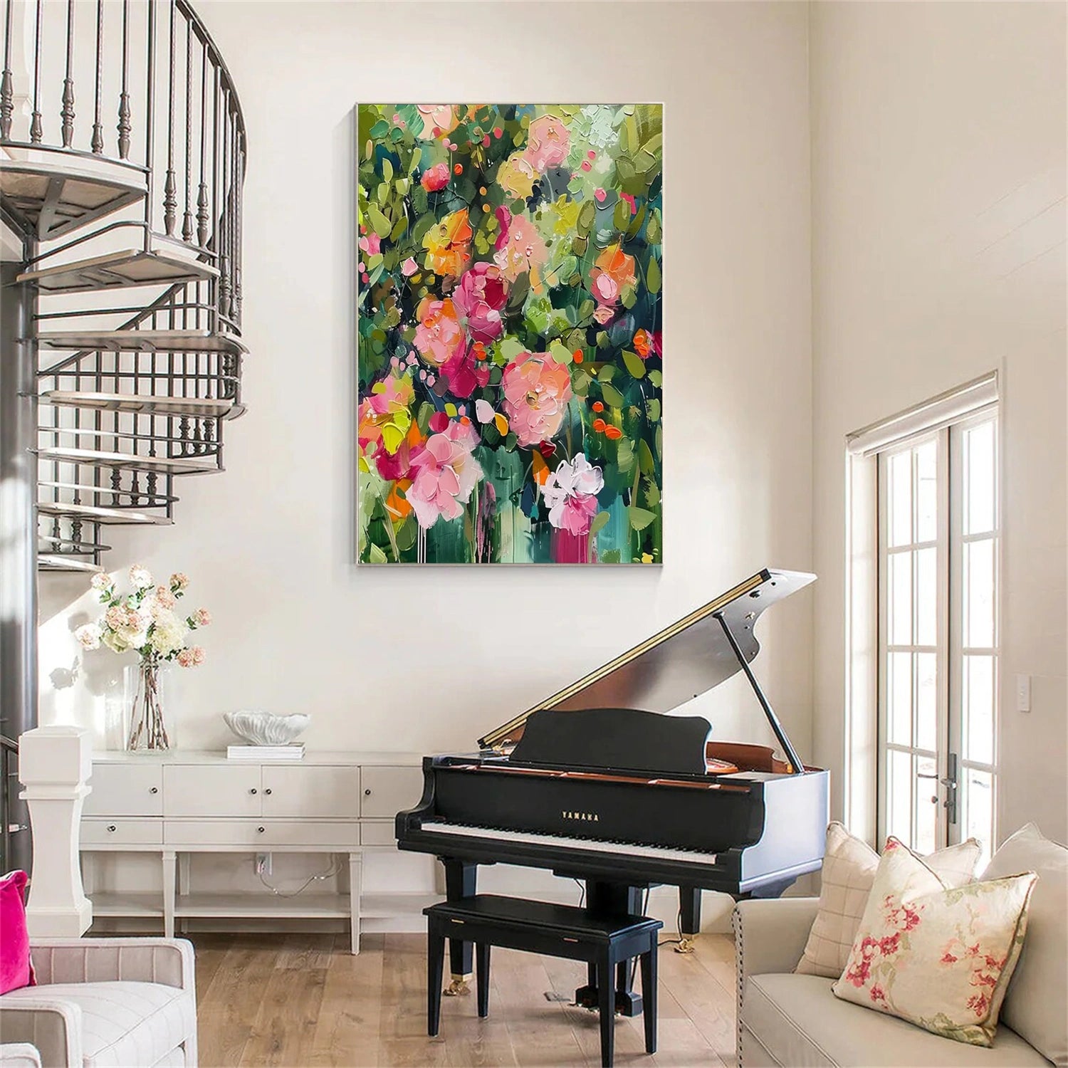 Flower and Tree Painting #FT184 - Handmade Canvas Wall Art for Home Decor, Living Room, Bedroom & Office