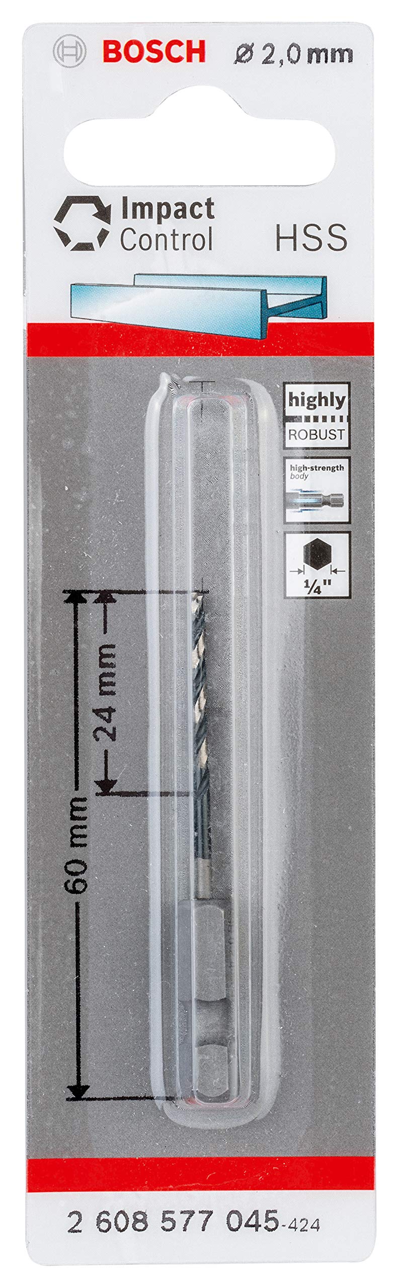 Bosch Professional Impact Control HSS Twist Drill Bit Set - 2 Pack (24mm x 60mm) for Metal Drilling - Compatible with Impact Drills - Perfect for Construction, Metalworking & DIY Projects