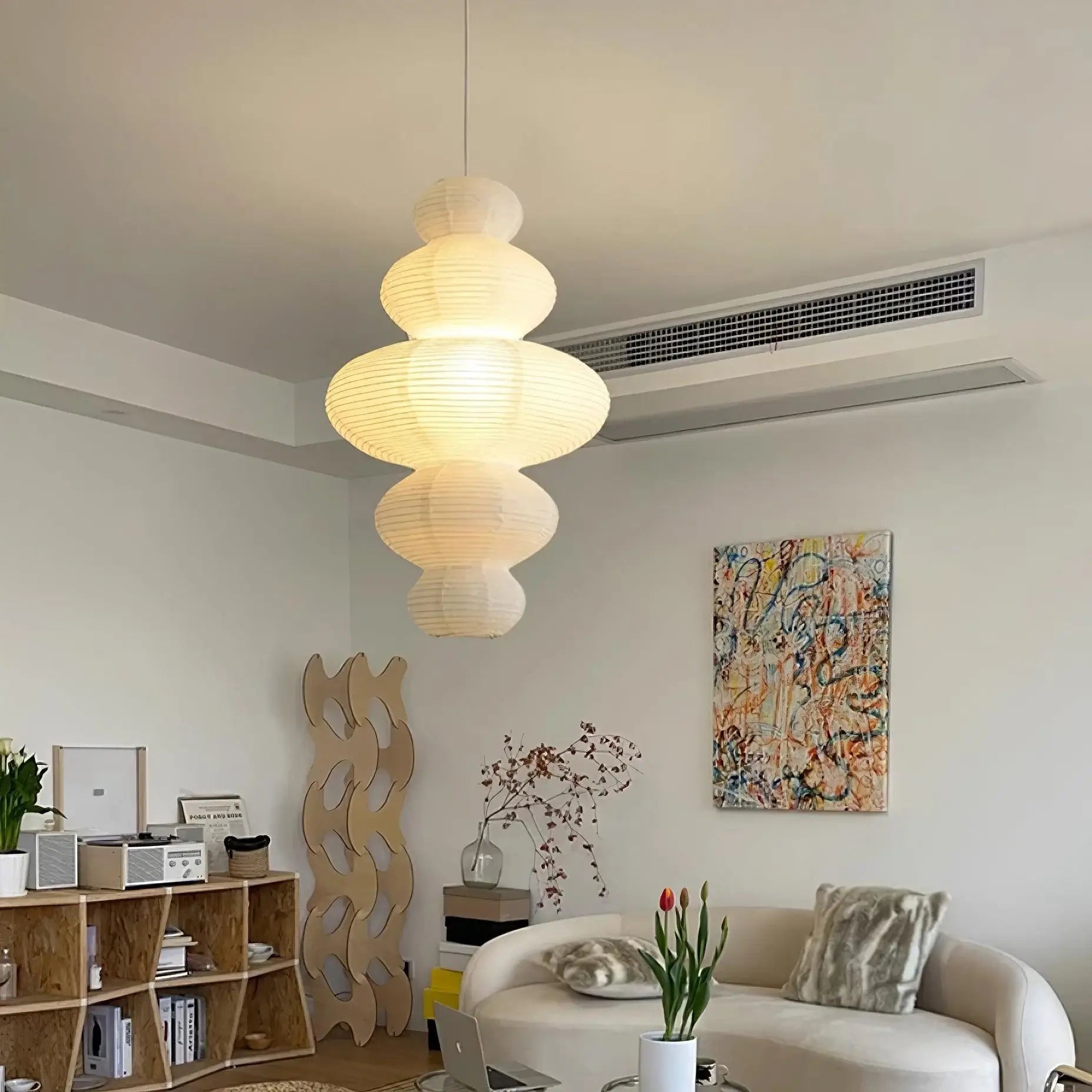 Akari Juni Pendant Lamp - Modern Japanese Paper Lantern Light Fixture for Living Room, Bedroom & Dining Room Decor