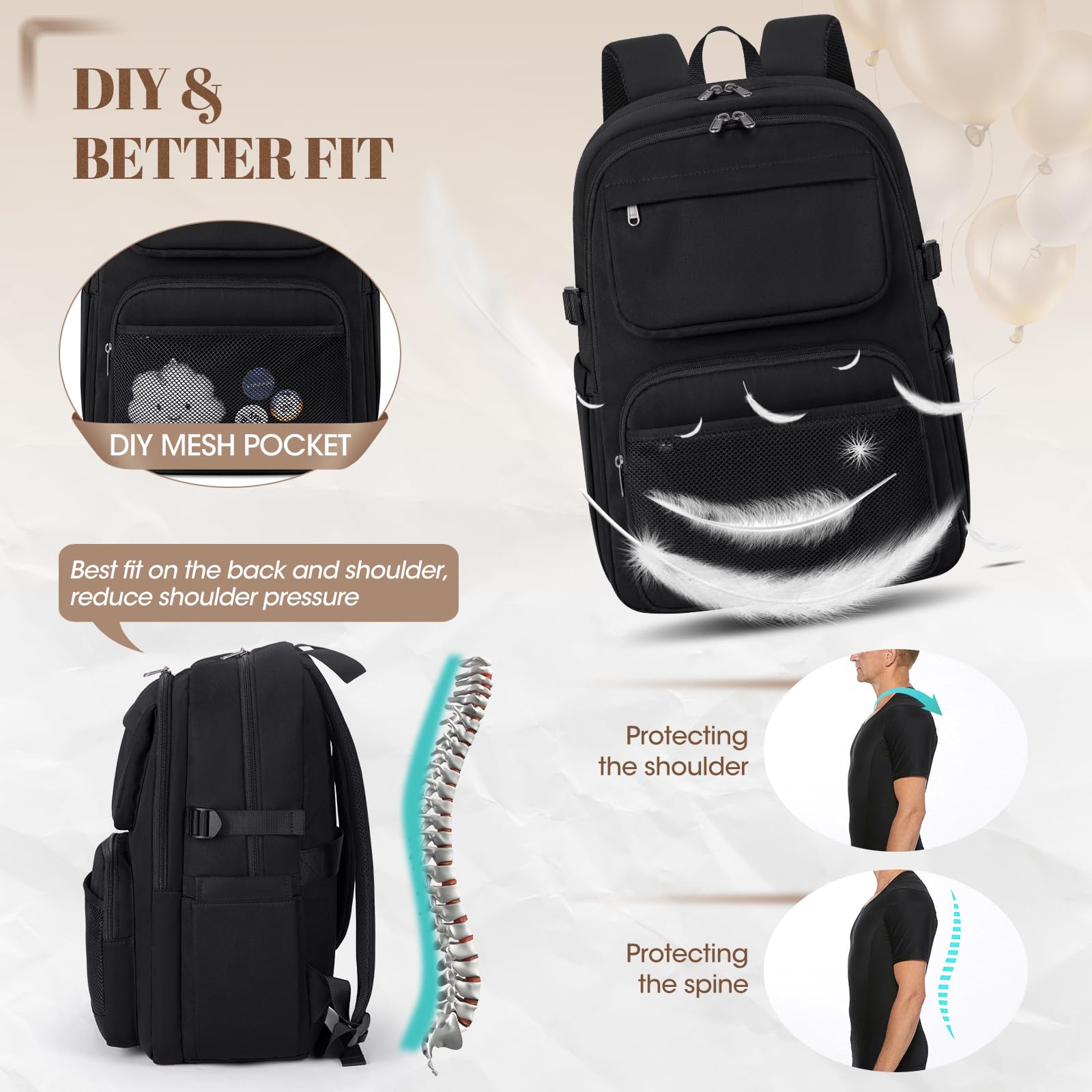 Lightweight 15.6 Inch Laptop Backpack for Teenagers & Adults - Water Resistant School, College, Work & Travel Backpack for Men & Women - Perfect for Business, Commuting & Daily Use
