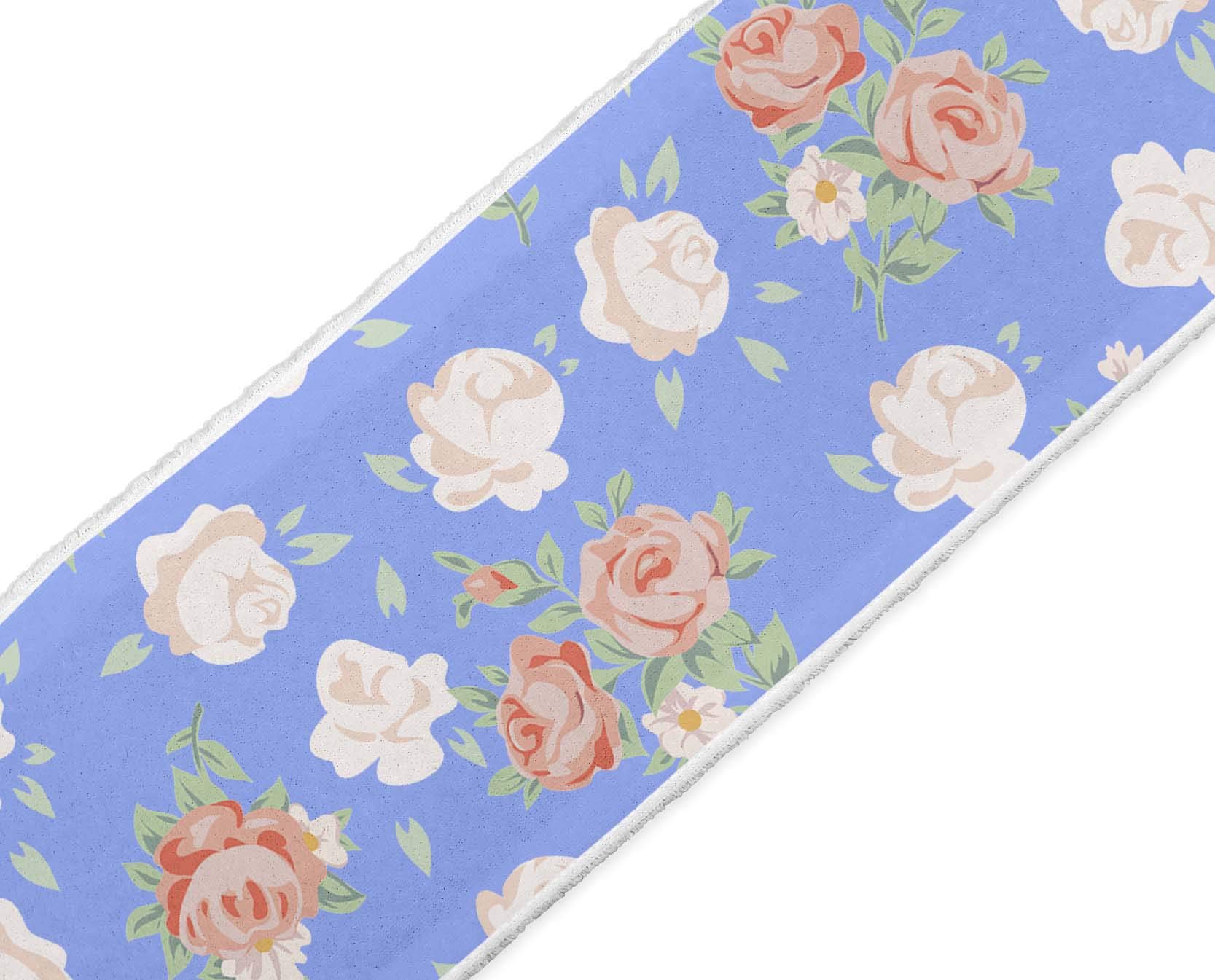 Indian Beautiful Art Blue Leaves & Rose Floral Printed 4-Inch Dupion Fabric Ribbon Trim - 9 Yards for Crafts, Sewing Accessories | Perfect for DIY Projects, Gift Wrapping, and Home Decor