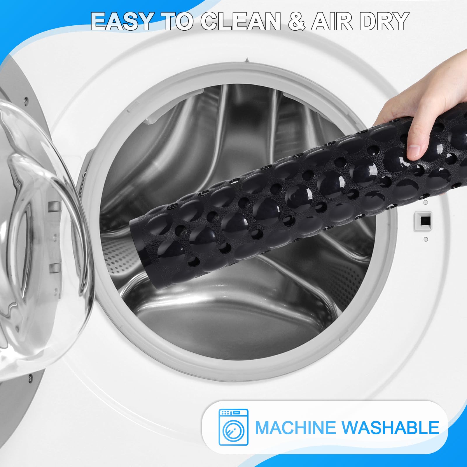 Non-Slip Bath Mat 40x16 Inch Extra Large - Soft Bathtub & Shower Mat with Strong Suction Cups & Drain Holes | Machine Washable Black Bathroom Floor Mat for Safety & Hygiene | Perfect for Kids, Elderly & Wet Areas