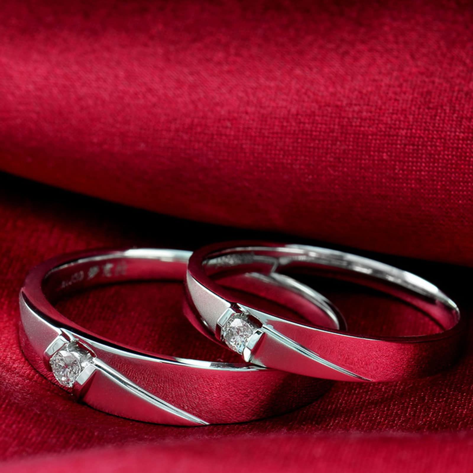 Diamond Matching Couples Rings for Him and Her - Sterling Silver/10K/14K/18K Wedding Promise Rings with Free Engraving | Perfect for Anniversaries, Engagements & Romantic Gifts