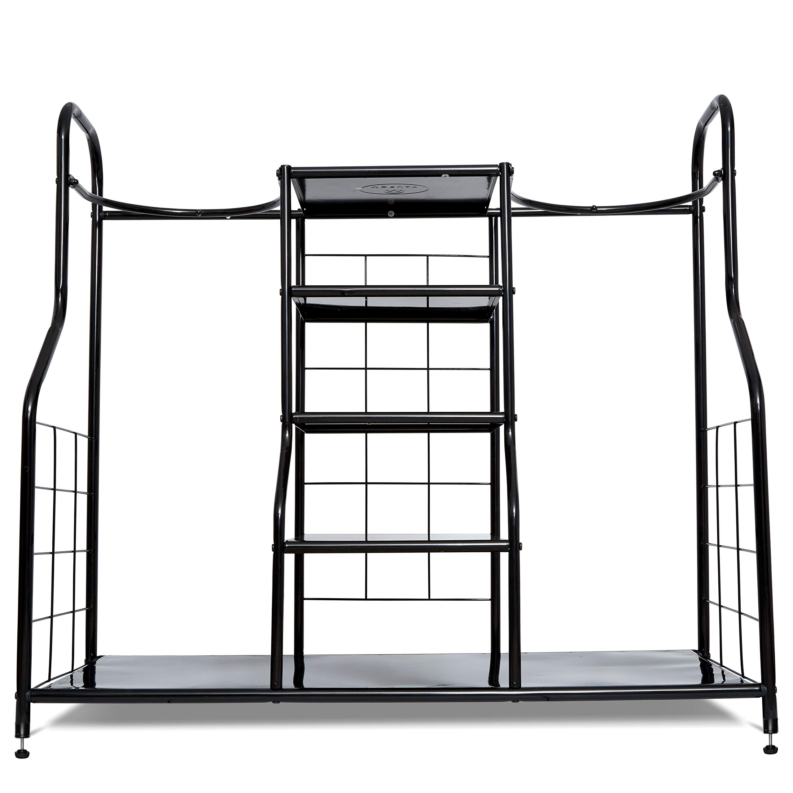 Morvat Extra Large Double Metal Golf Bag Stand - Heavy Duty Black Golf Organizer for Clubs, Balls & Accessories | Perfect for Garage, Basement & Shed Storage | Golf Equipment Organizer for Home & Club Use