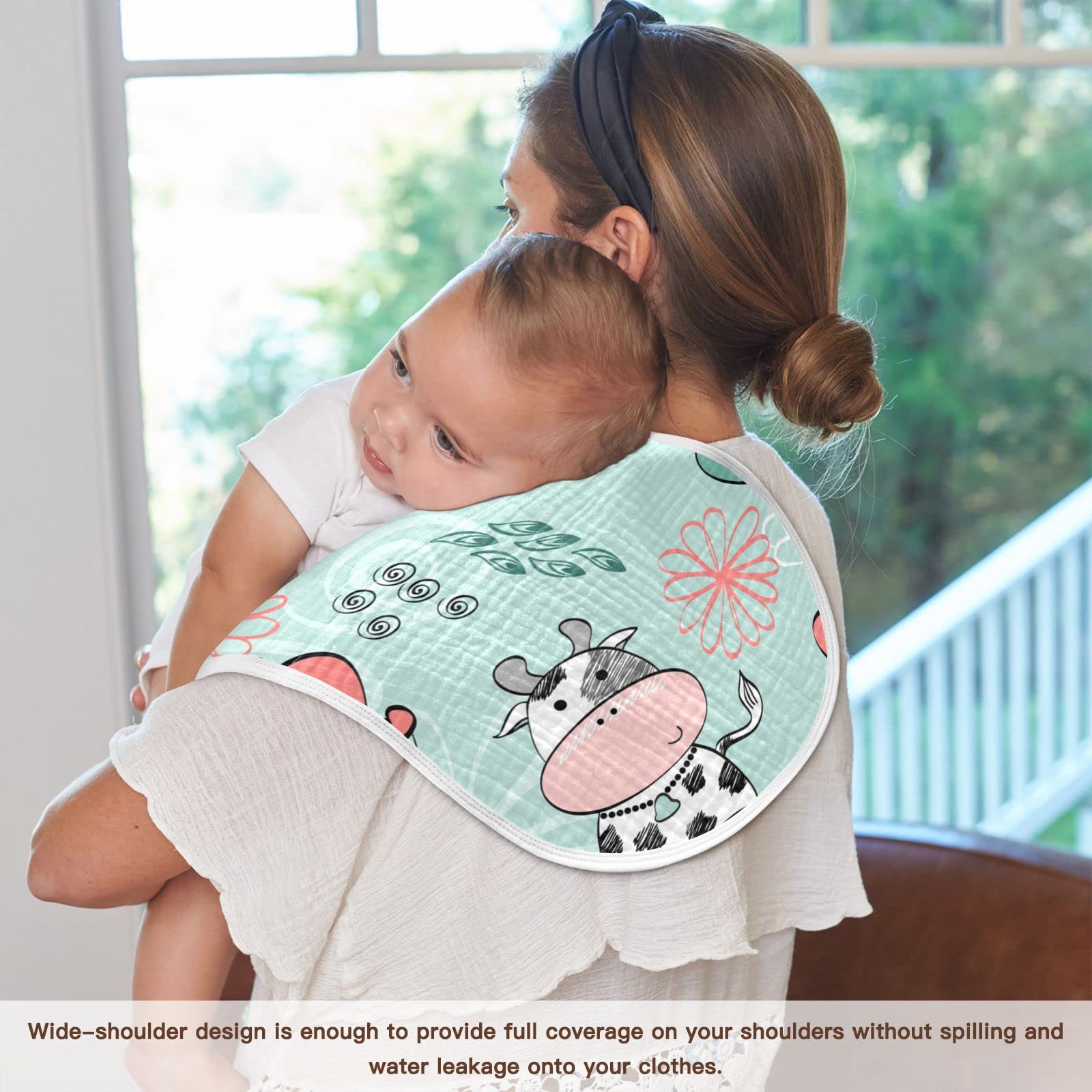 Premium Kigai Cow Muslin Baby Burp Cloths - Ultra Absorbent 100% Cotton Muslin Burp Cloths Set of 1 (11x22 Inch) - Soft Washcloths, Face Towels & Bibs for Newborn Boys & Girls - Perfect for Feeding, Burping & Gentle Skin Care