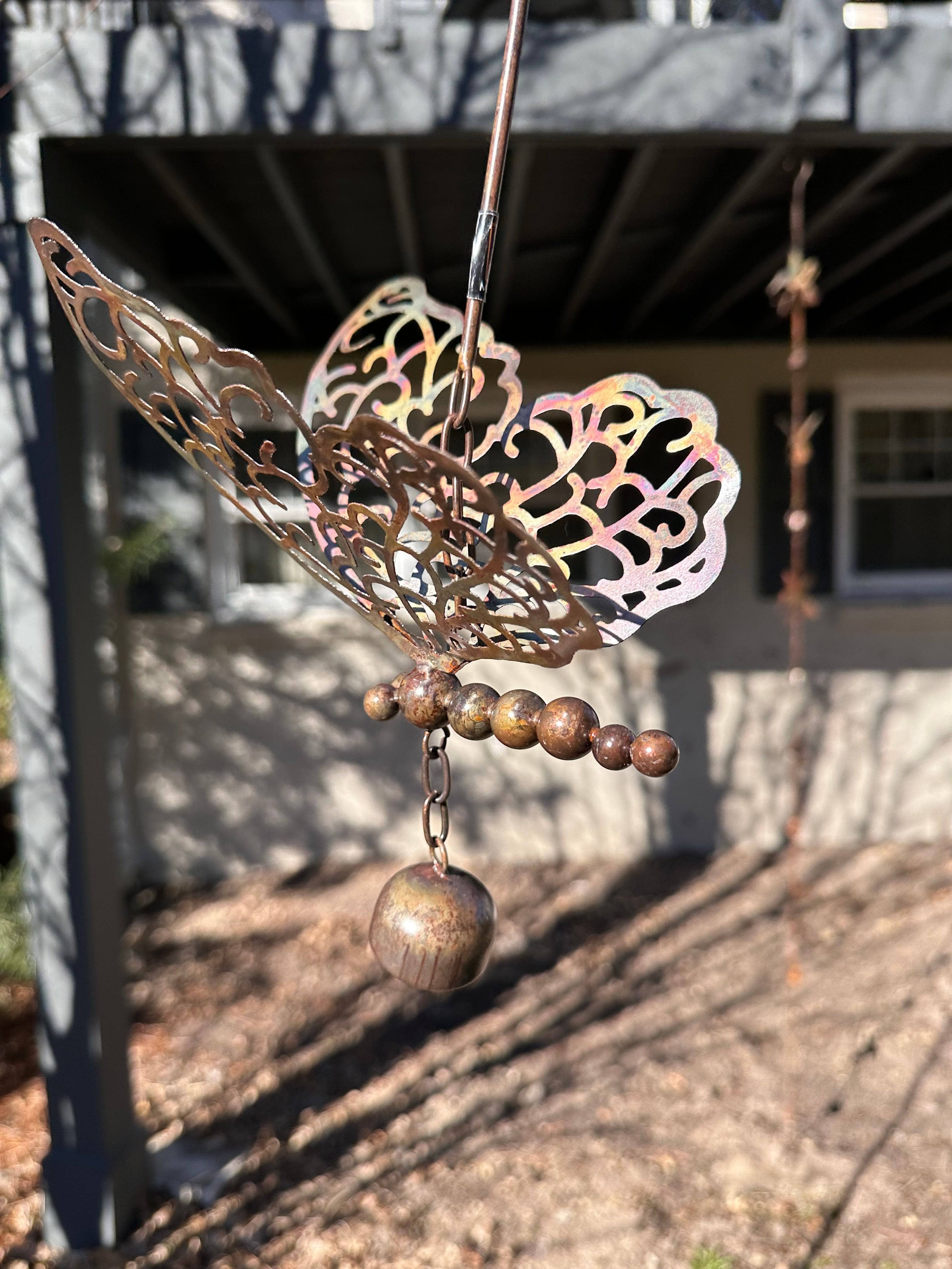 Handmade Hanging Butterfly with Bell Ornament - Wind Chime for Garden, Patio, Nursery & Home Decor