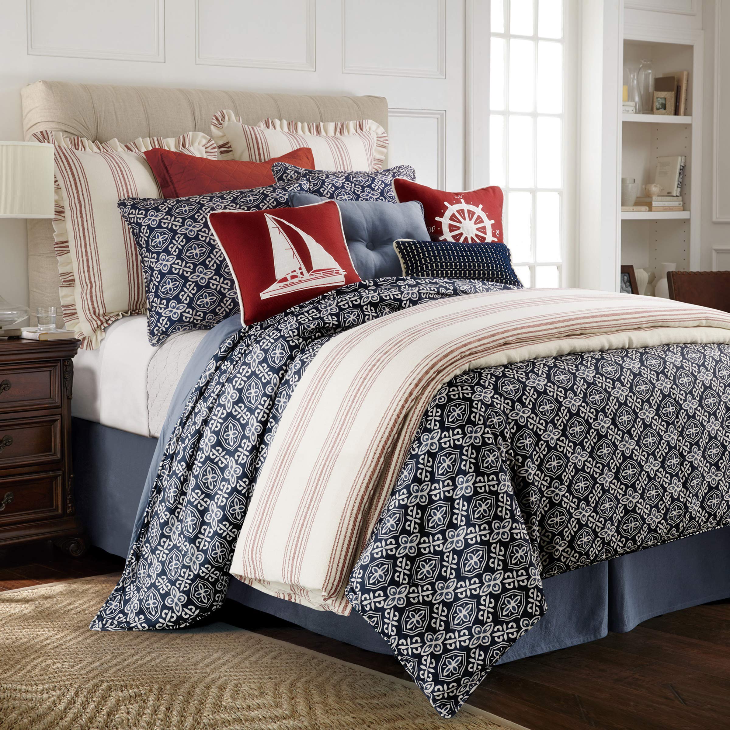Premium 4-Piece Monterrey Coastal Duvet Cover Set King Size - Soft Breathable Bedding for Beach House, Guest Room & Master Bedroom Decor