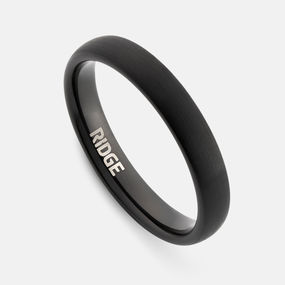 Ridge 4mm Rounded Ring Set - Royal Black Titanium Wedding Band for Men & Women | Perfect for Anniversary, Engagement & Everyday Wear