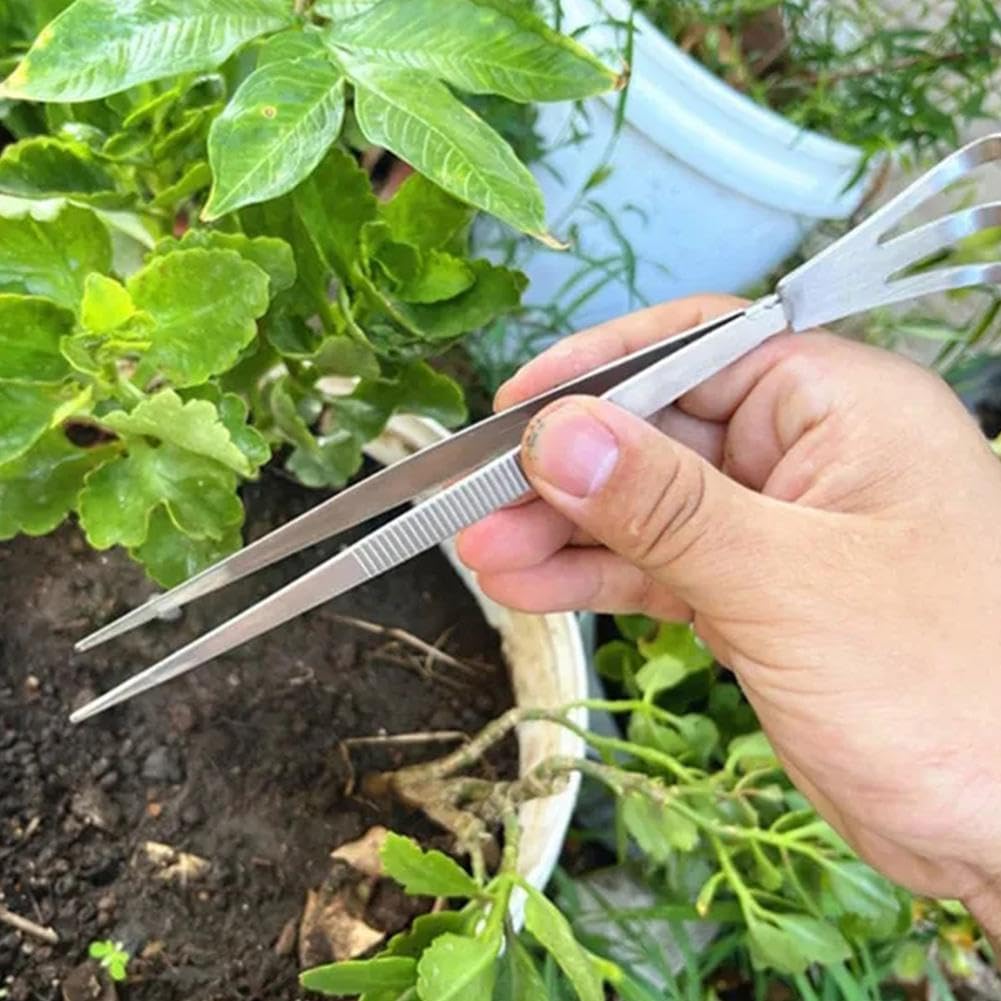 Bonsai Tweezers 2-in-1 Root Rake & Scraper - Mini Gardening Tools for Aquascaping & Plant Care