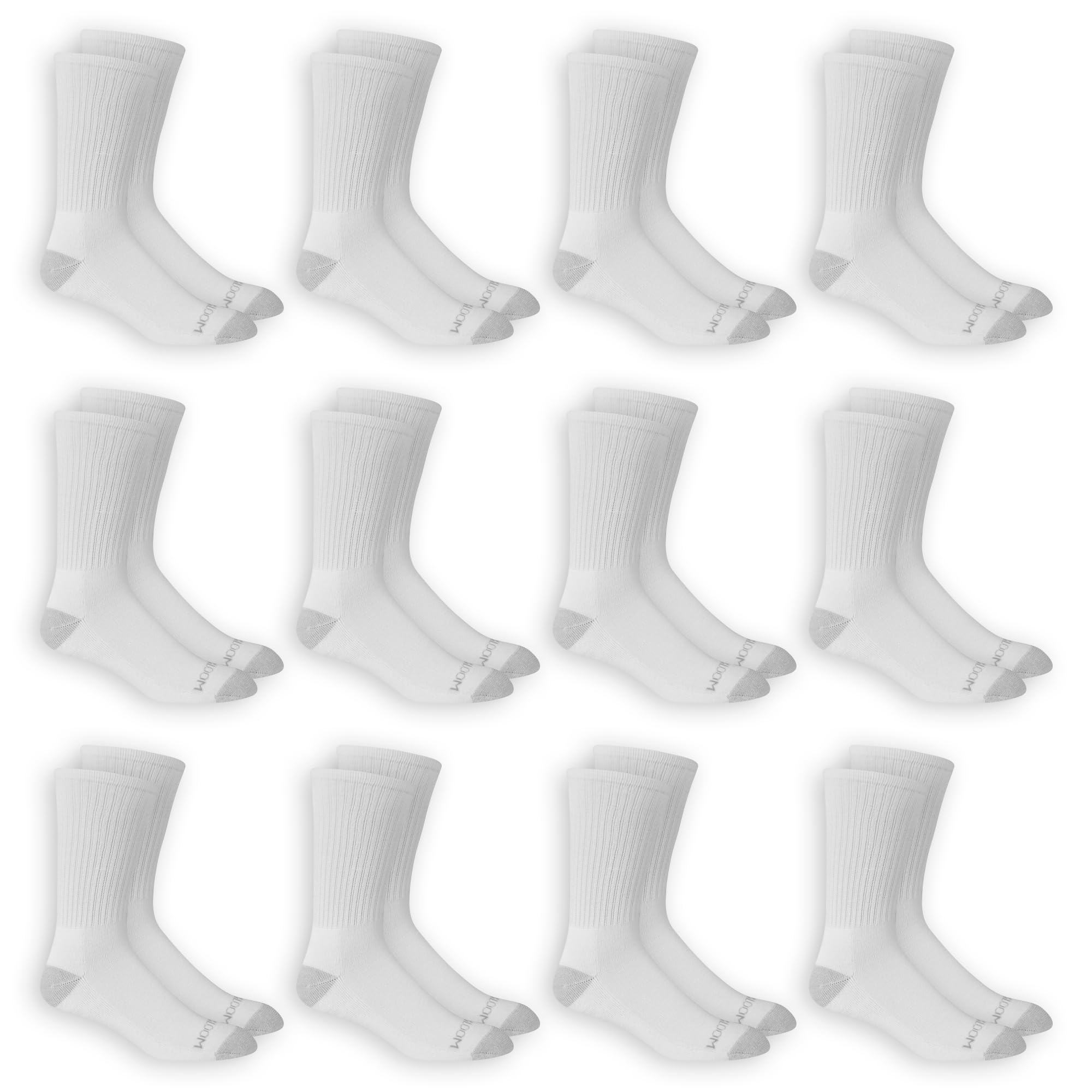 Fruit of the Loom Men's Dual Defense Crew Socks 12-Pack - Moisture Wicking & Odor Control Athletic Socks for Work, Sports & Everyday Comfort