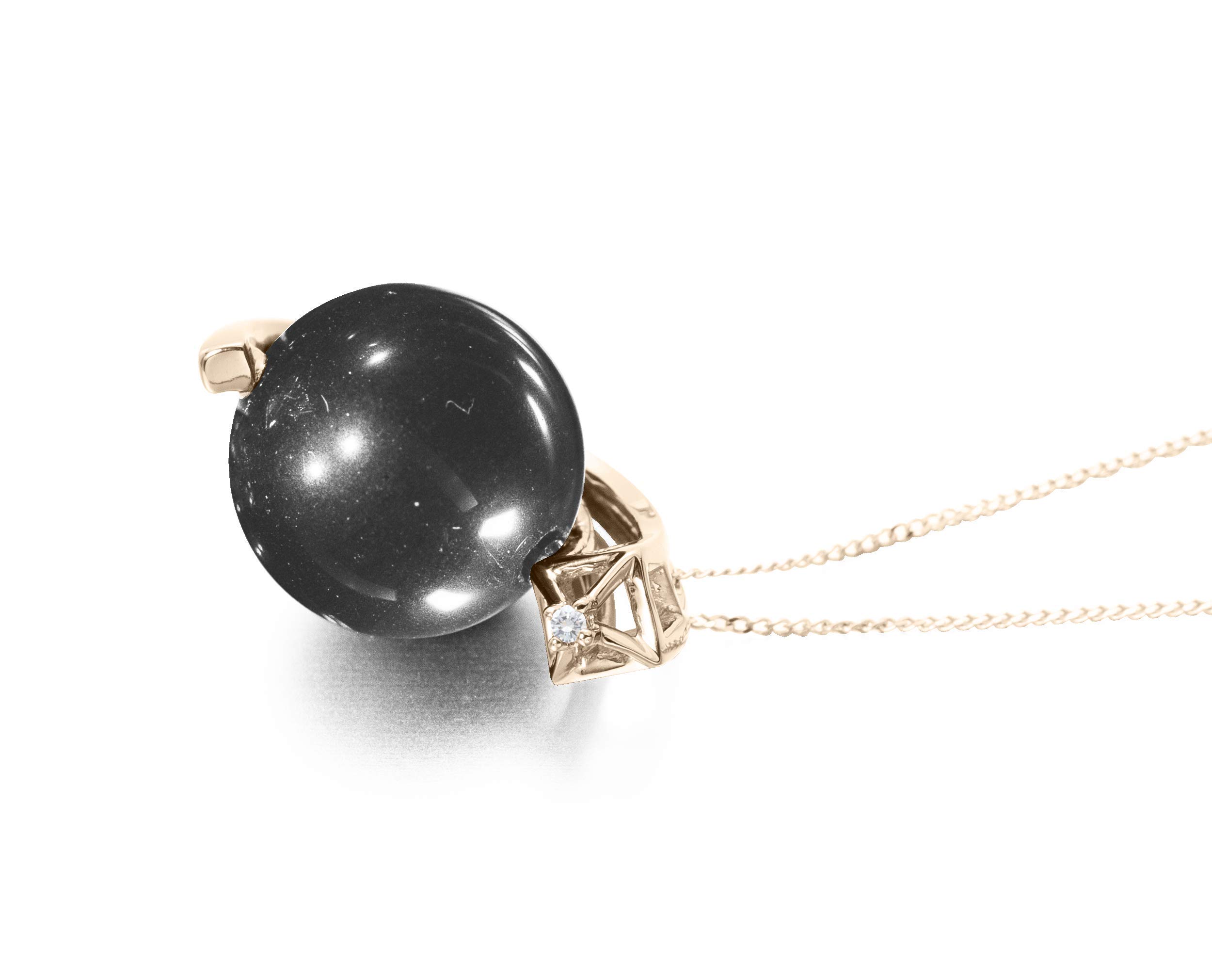 Majade Black Tourmaline Necklace - 14K Gold Handmade Pendant with Diamond Accents | Minimalist Geometric Jewelry for Women | Perfect for Everyday Wear, Meditation & Energy Protection