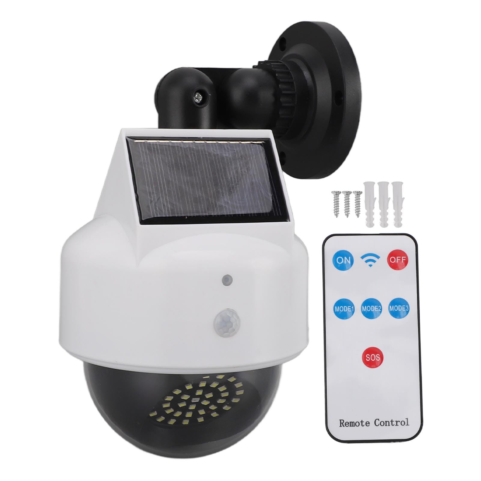 Solar Fake Security Camera with Flashing LED - Outdoor/Indoor Dummy Surveillance Camera - Solar Powered Decoy for Home, Office & Business Security (Weatherproof & Easy Installation)