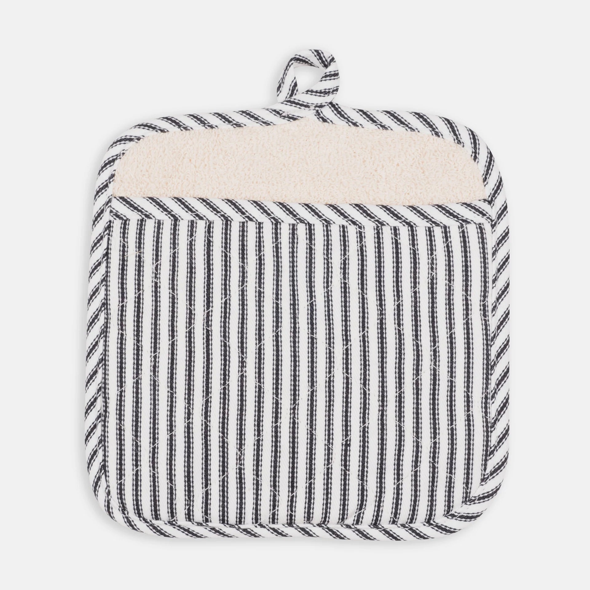 Metro Stripe Potholder Set - Heat Resistant Kitchen Oven Mitts (Black) - Perfect for Baking, Grilling & Cooking Protection