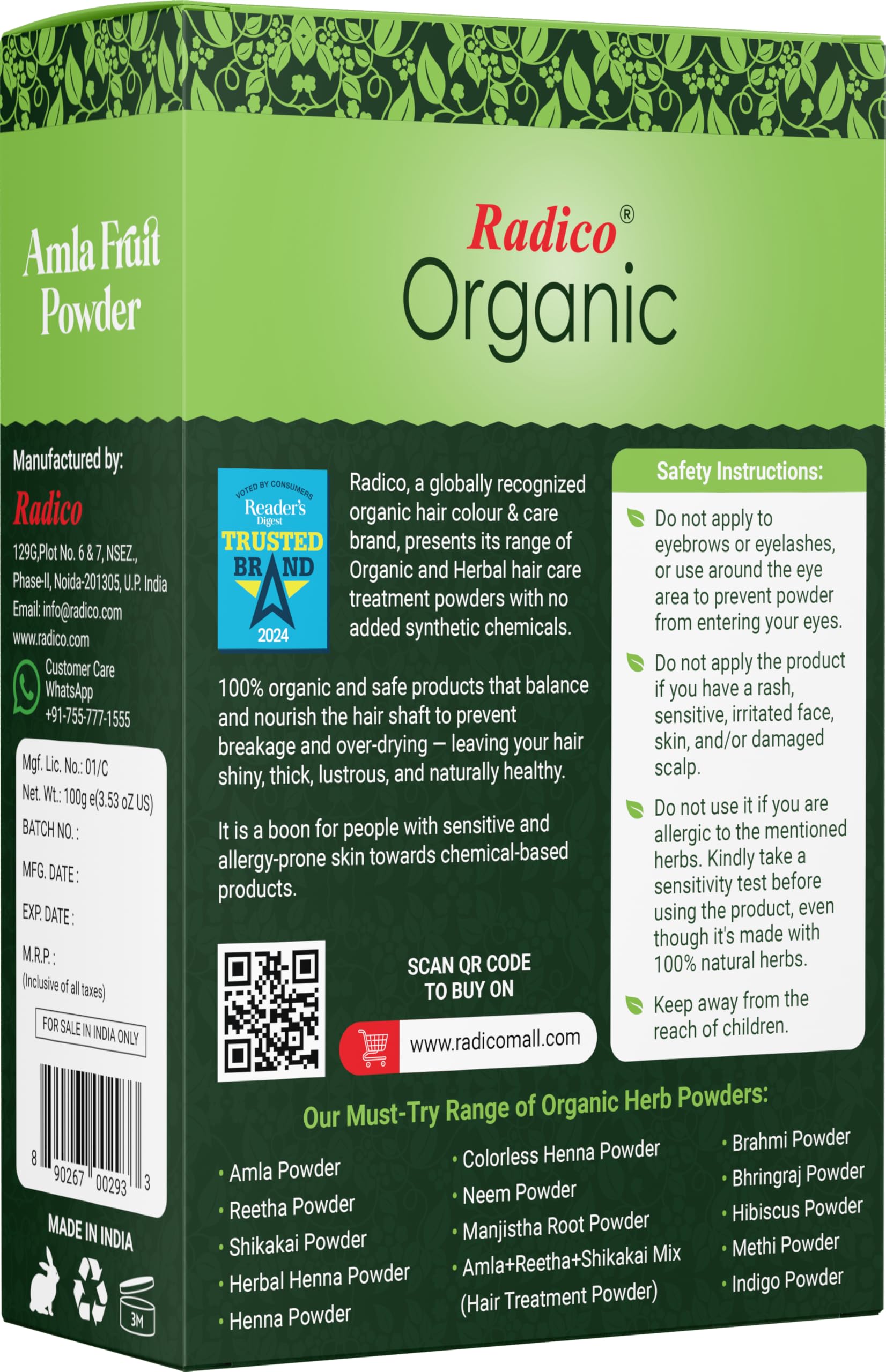 Organic Amla Hair Treatment Powder - 100% Natural Herbal Remedy for Soft, Shiny & Healthy Hair | Anti-Hair Loss, Repair Damaged Hair, Prevent Dandruff & Thinning | 100g | Perfect for Daily Hair Care & Scalp Treatment at Home
