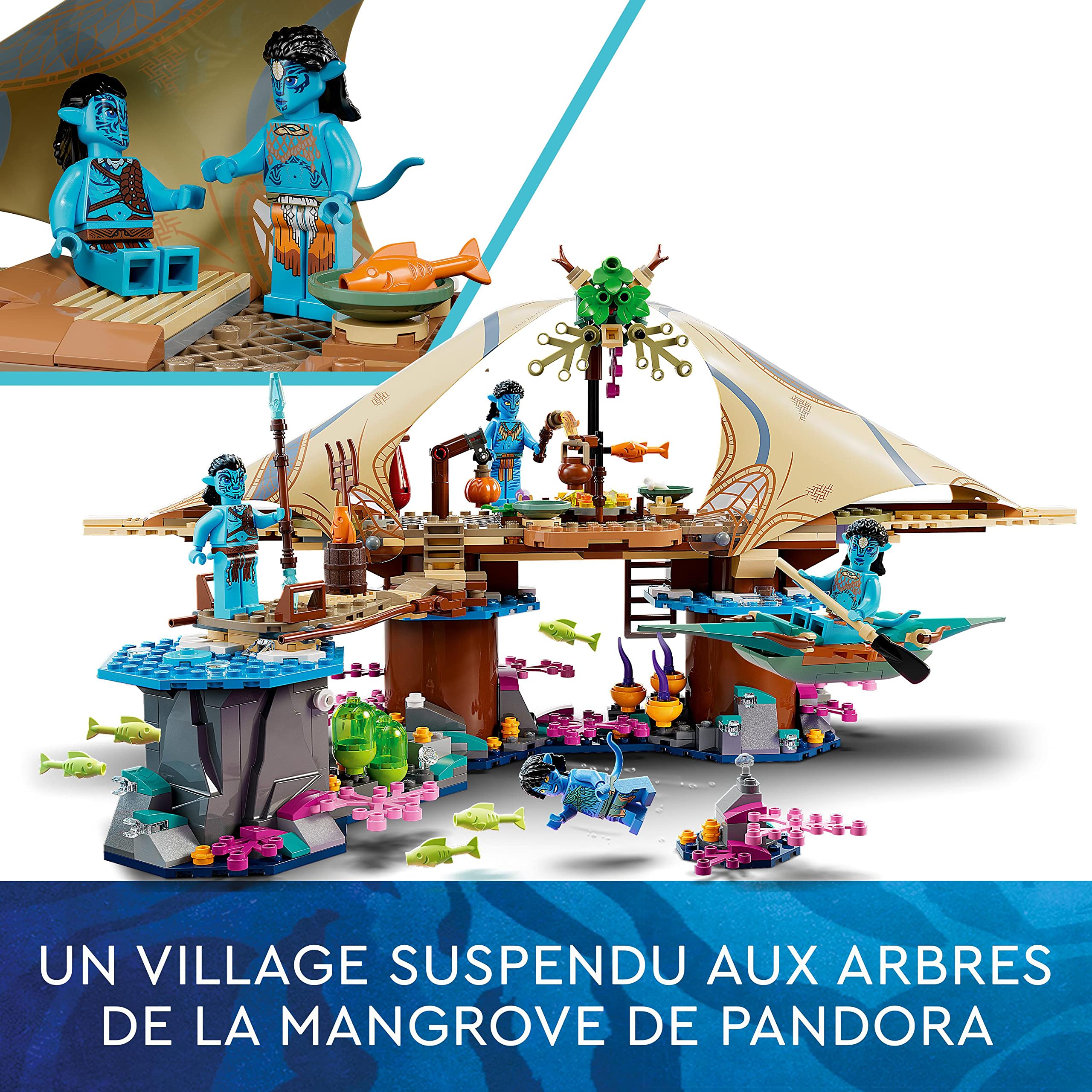 LEGO 75578 Avatar Metkayina Reef House Building Set with Village, Canoe, Pandora, Neytiri & Tonowari Minifigures - Avatar: The Way of Water Movie Toy for Kids & Collectors - Perfect for Playtime, Display & Gift Giving