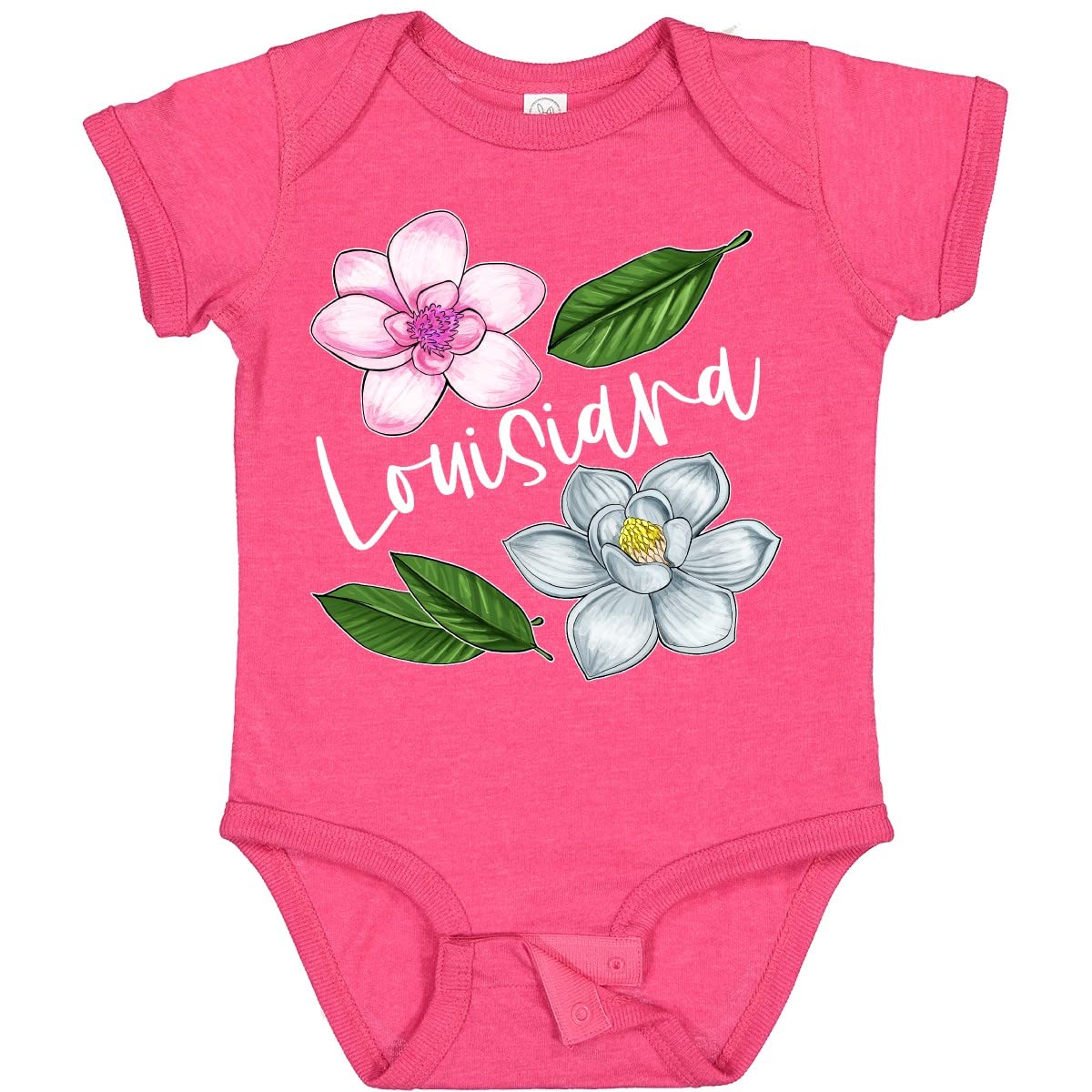 Inktastic Louisiana Magnolia Flowers and Leaves Baby Bodysuit - Soft Cotton Infant Onesie for Boys & Girls - Perfect for Newborn Photos, Baby Showers & Everyday Wear